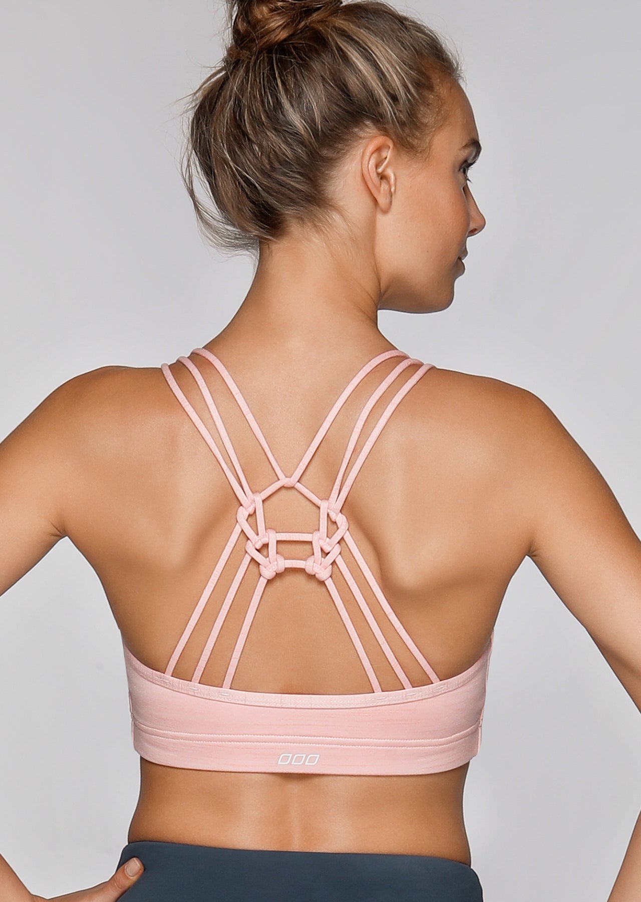 Lorna Jane Knotted Yoga Bra - Whisper Pink Marl