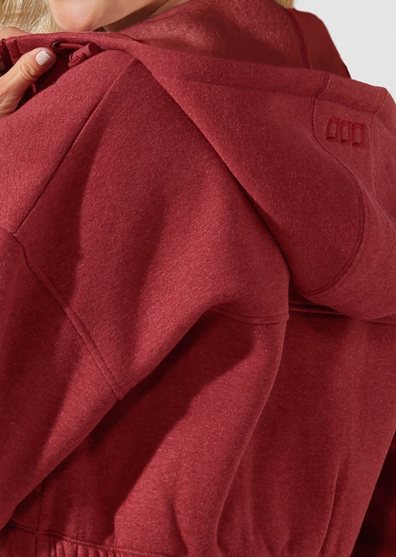 Lorna Jane Kourtney Cropped Hoodie - Dark Red Marl