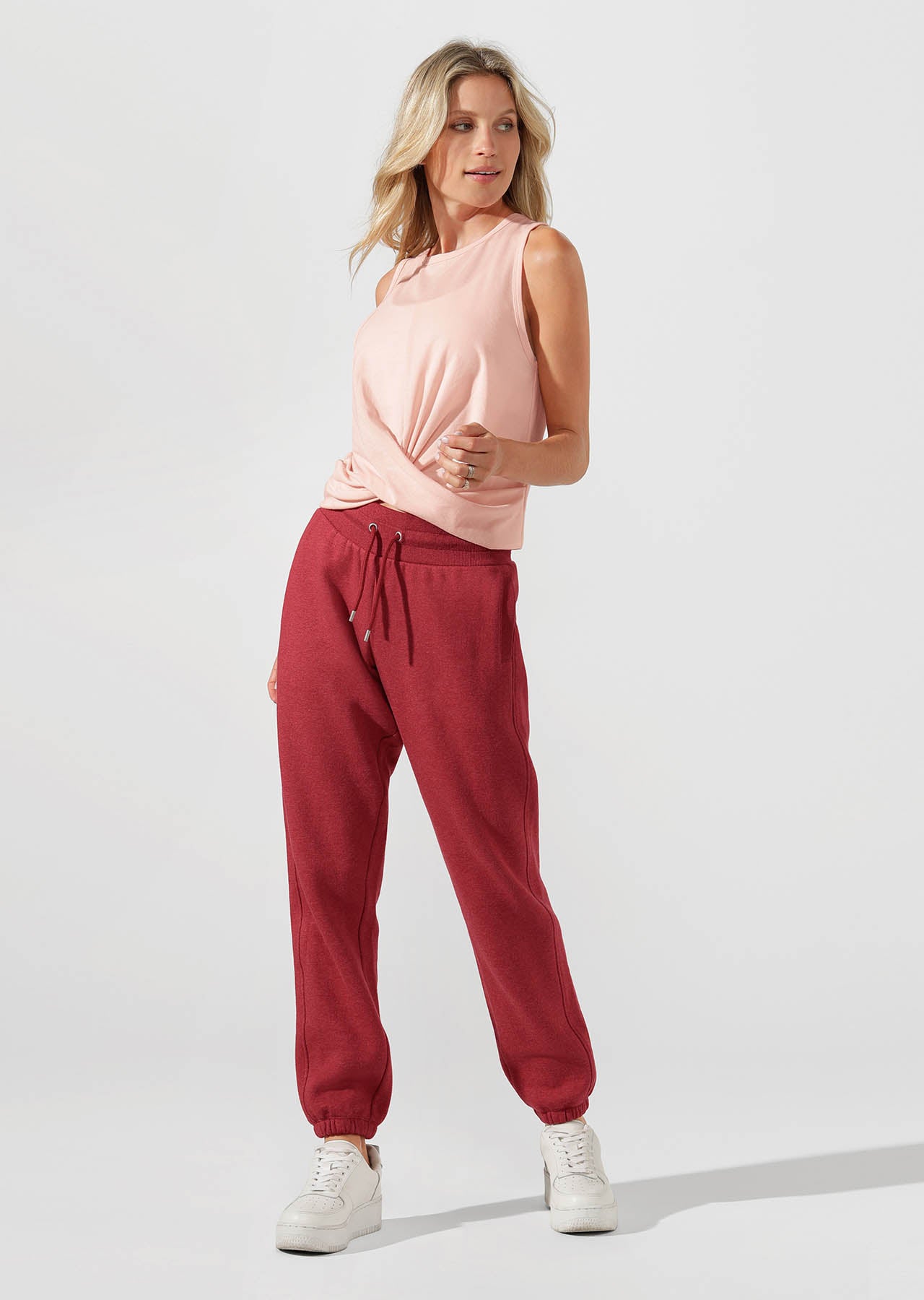 Lorna Jane Kourtney Tracksuit Pants - Dark Red Marl