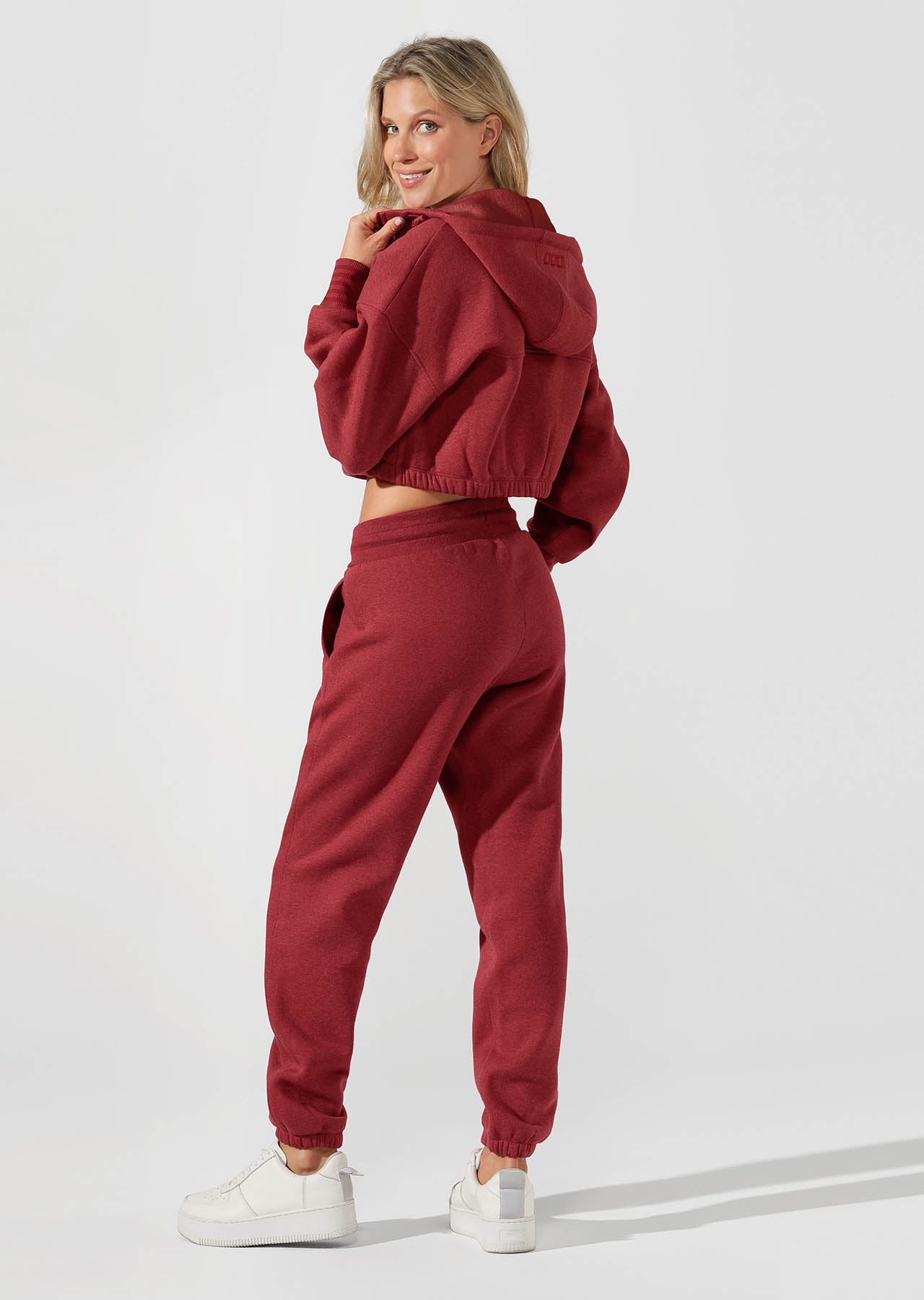 Lorna Jane Kourtney Tracksuit Pants - Dark Red Marl