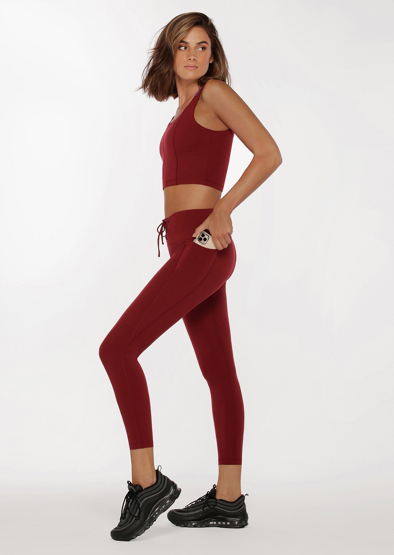 Lorna Jane Lace Up Ankle Biter Leggings - Sepia