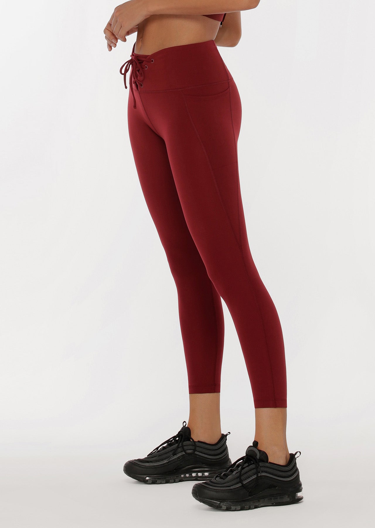 Lorna Jane Lace Up Ankle Biter Leggings - Sepia