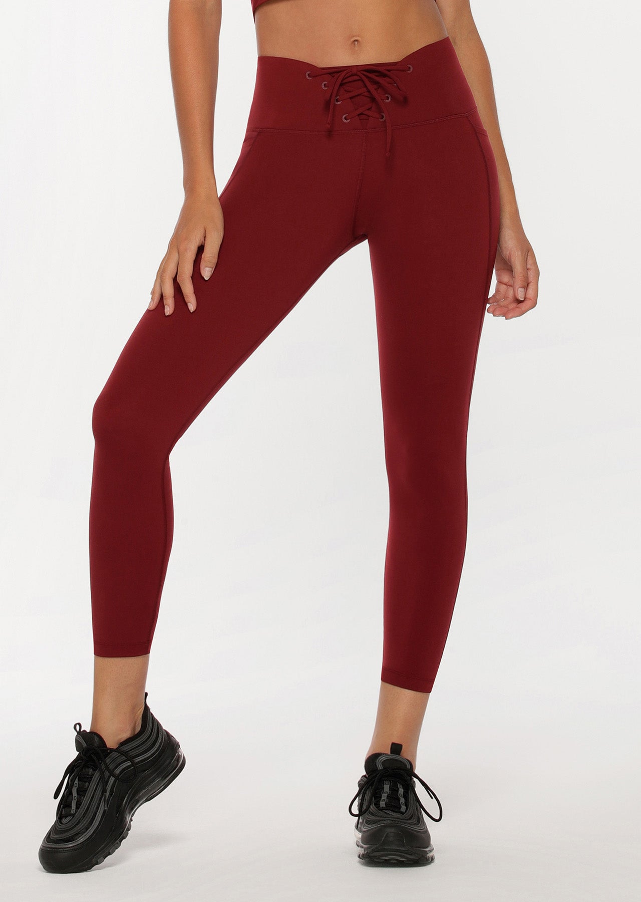 Lorna Jane Lace Up Ankle Biter Leggings - Sepia