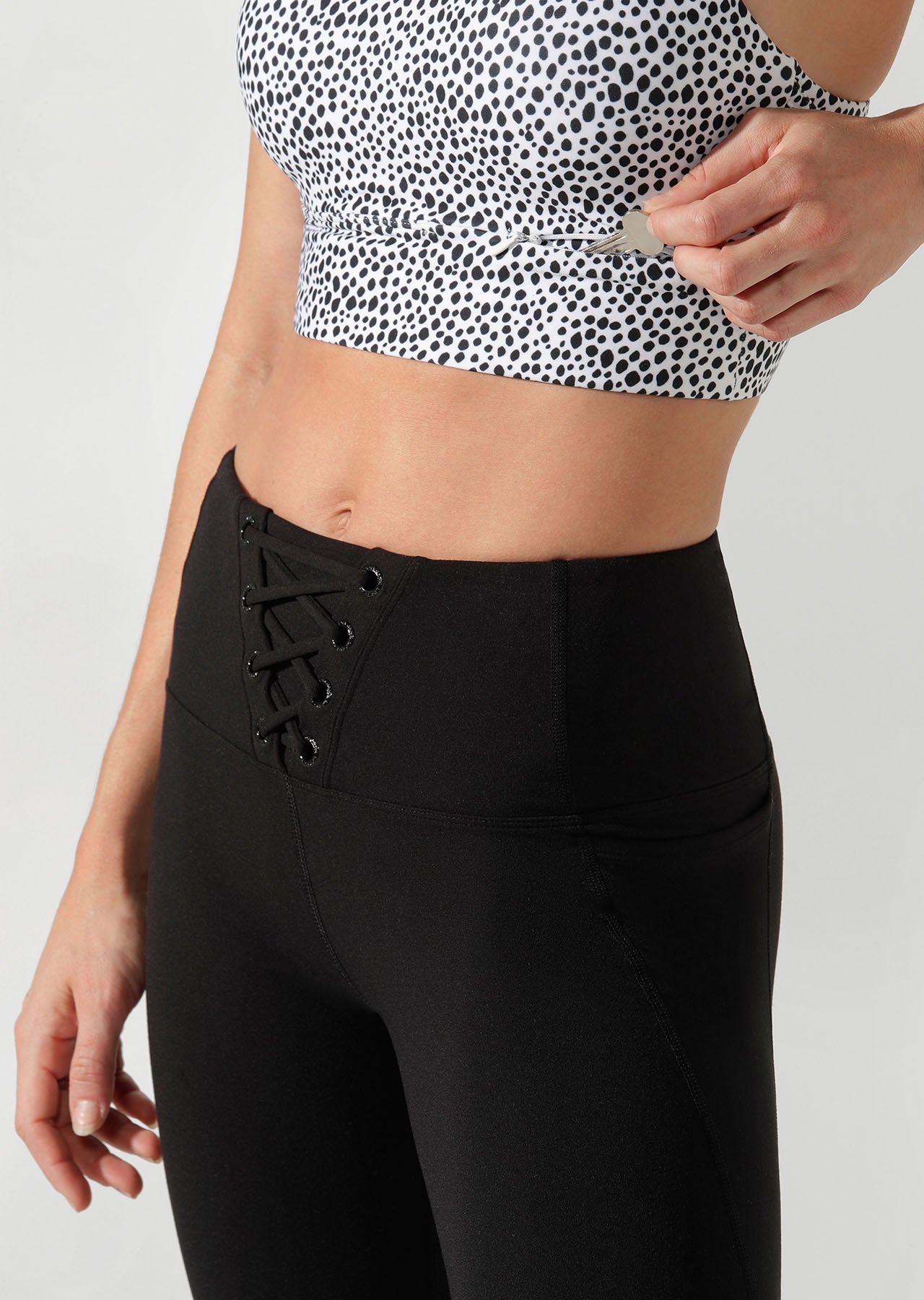 Lorna Jane Lace Up Ankle Biter Tight - Black