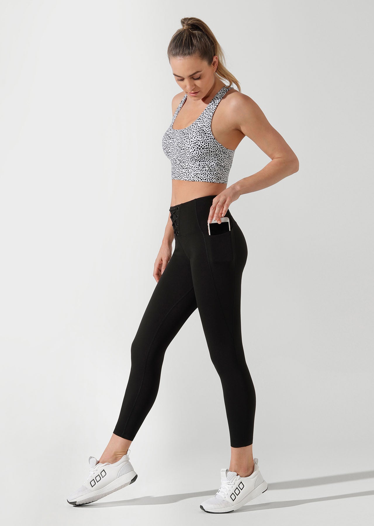 Lorna Jane Lace Up Ankle Biter Tight - Black