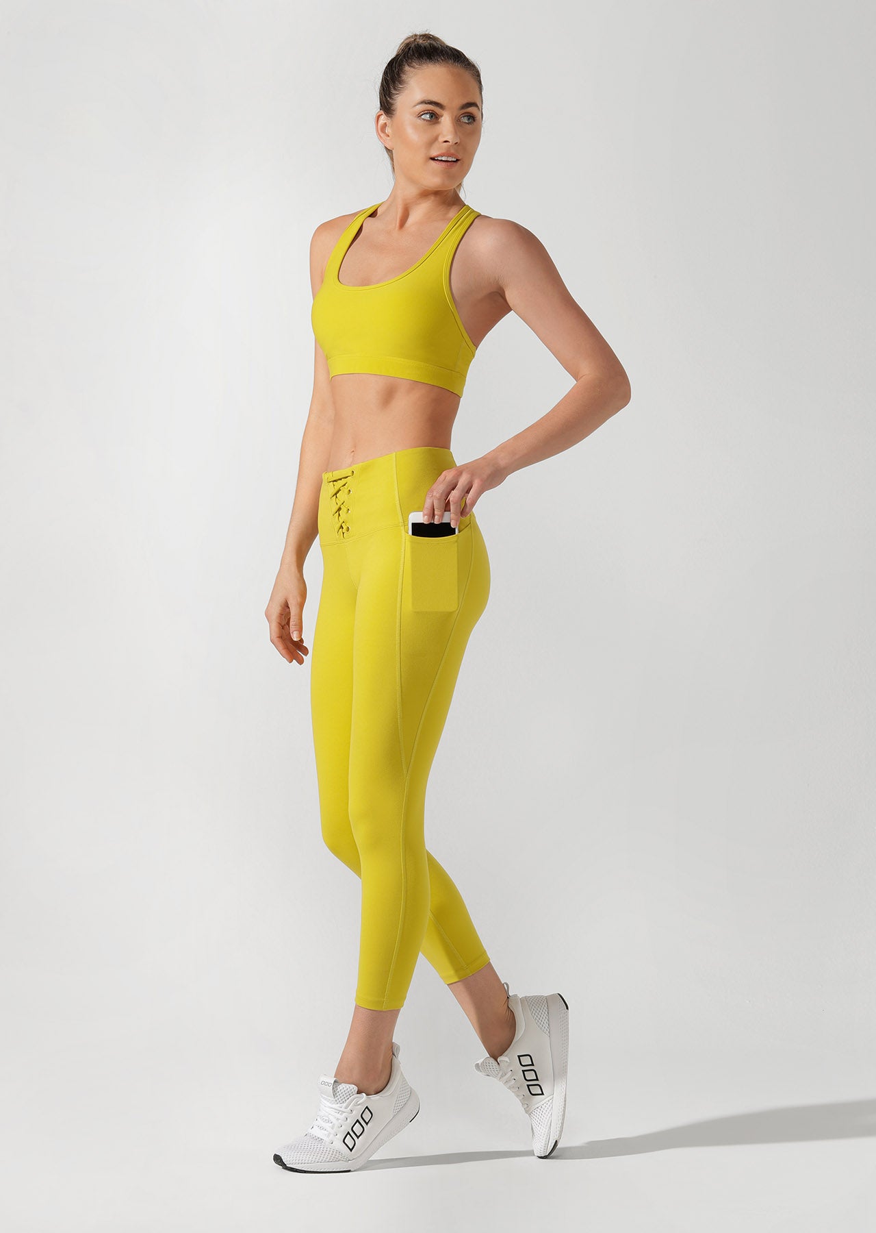 Lorna Jane Lace Up Ankle Biter Tight - Acid Yellow