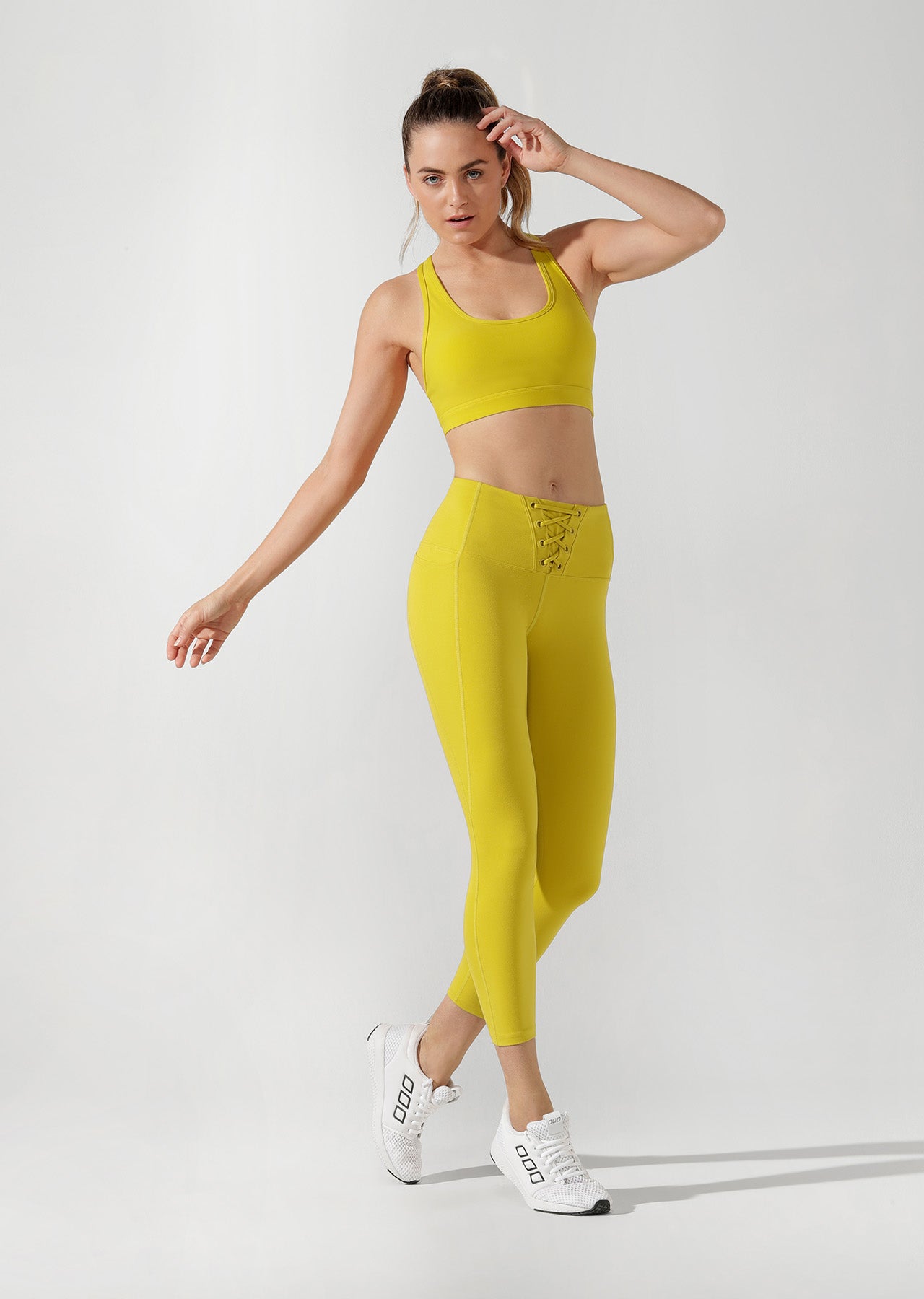 Lorna Jane Lace Up Ankle Biter Tight - Acid Yellow