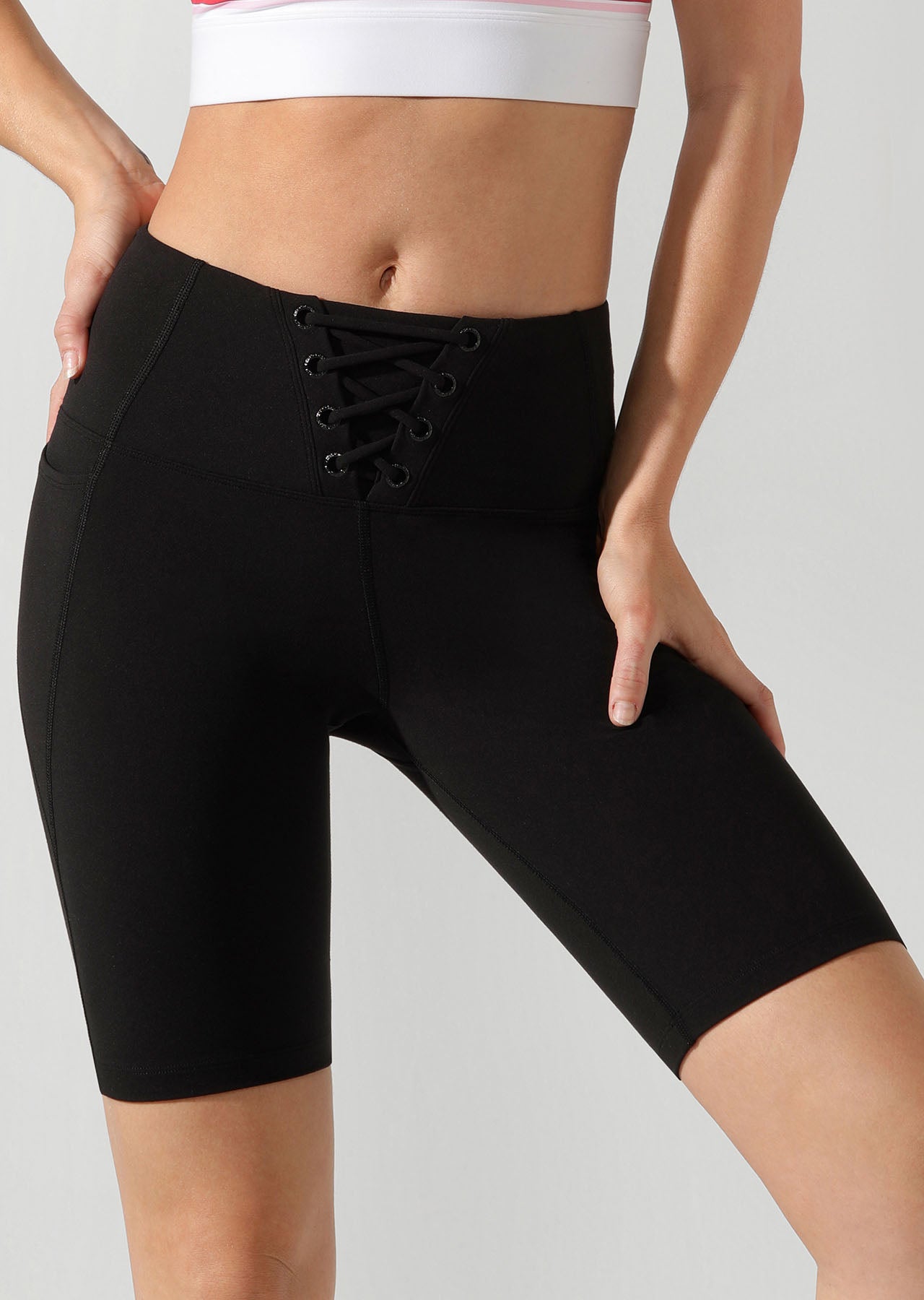 Lorna Jane Lace Up Bike Shorts - Black