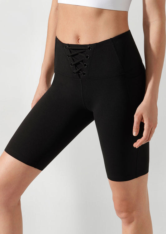 Lorna Jane Lace Up Bike Shorts - Black