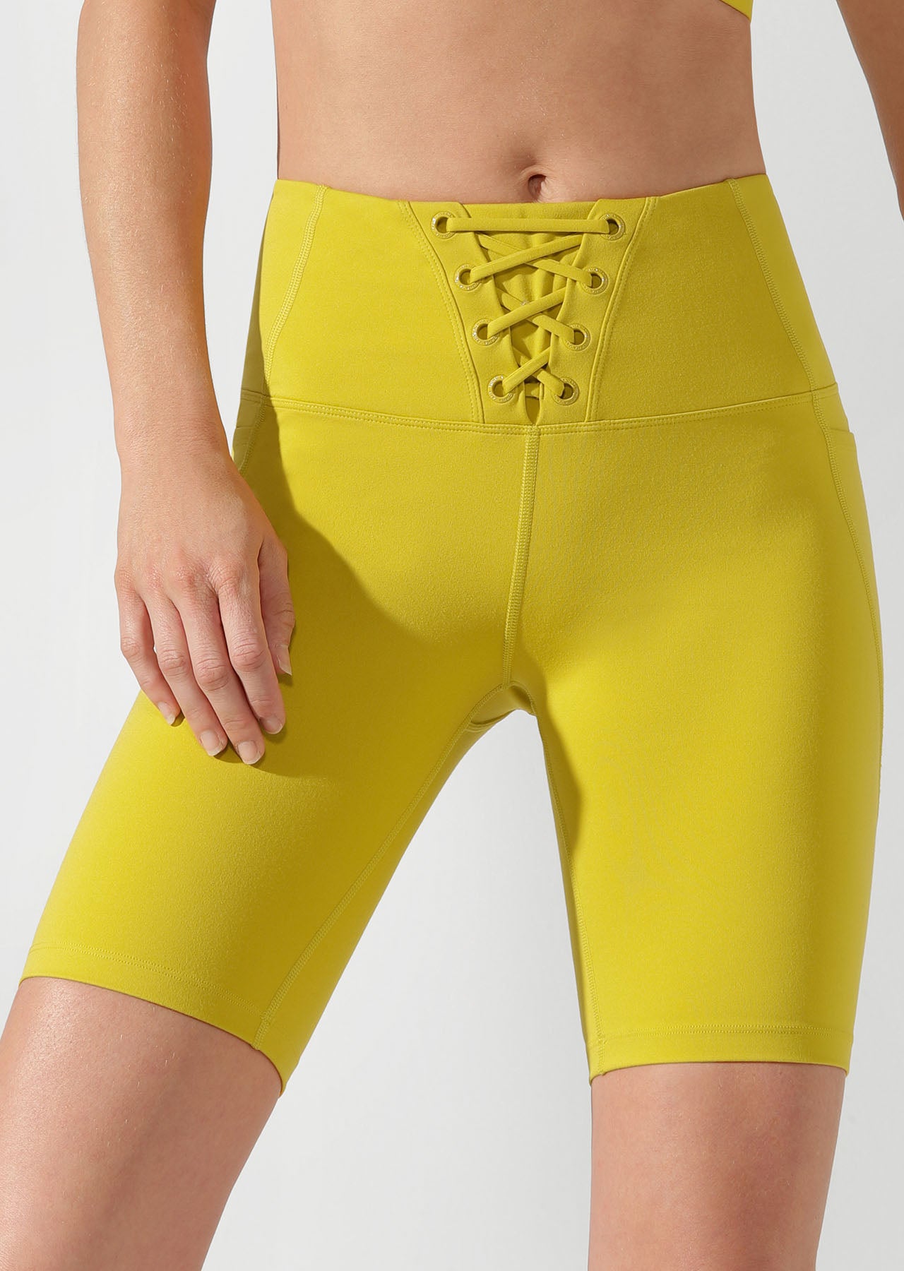 Lorna Jane Lace Up Bike Shorts - Acid Yellow