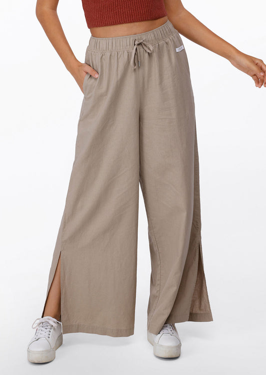 Lorna Jane Leisure In Linen Full Length Pants - Dark Off White