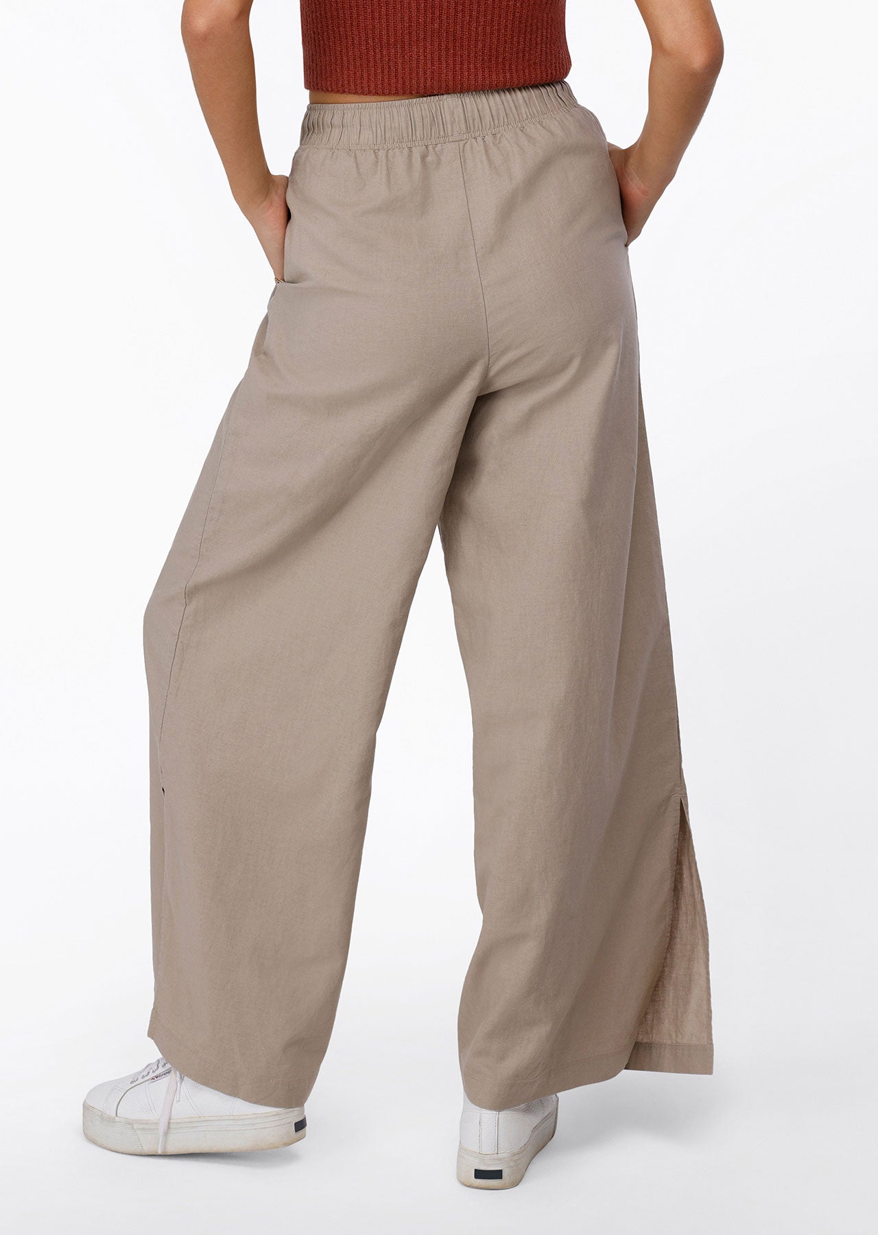 Lorna Jane Leisure In Linen Full Length Pants - Dark Off White