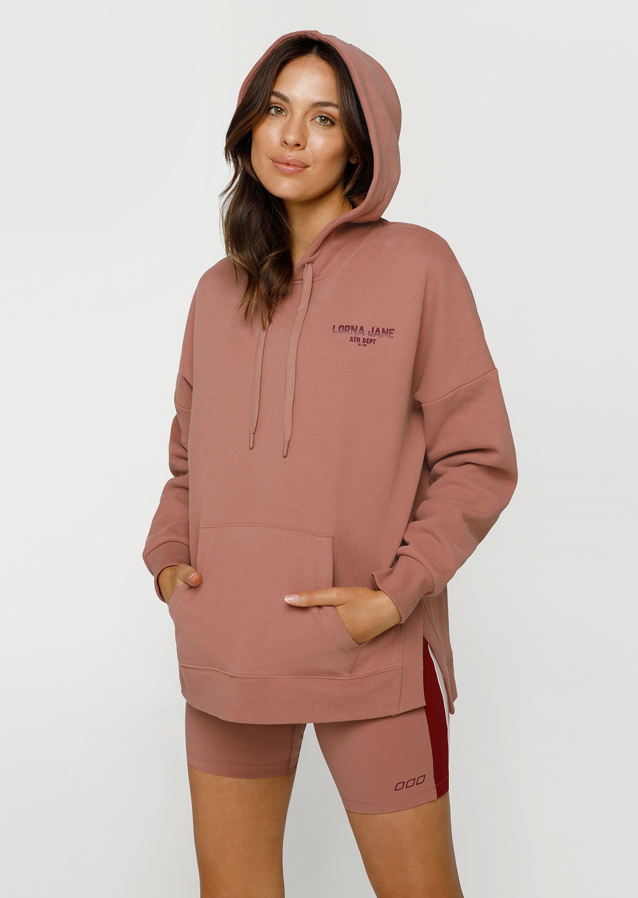 Lorna Jane Level Up Side Split Hoodie - Chestnut