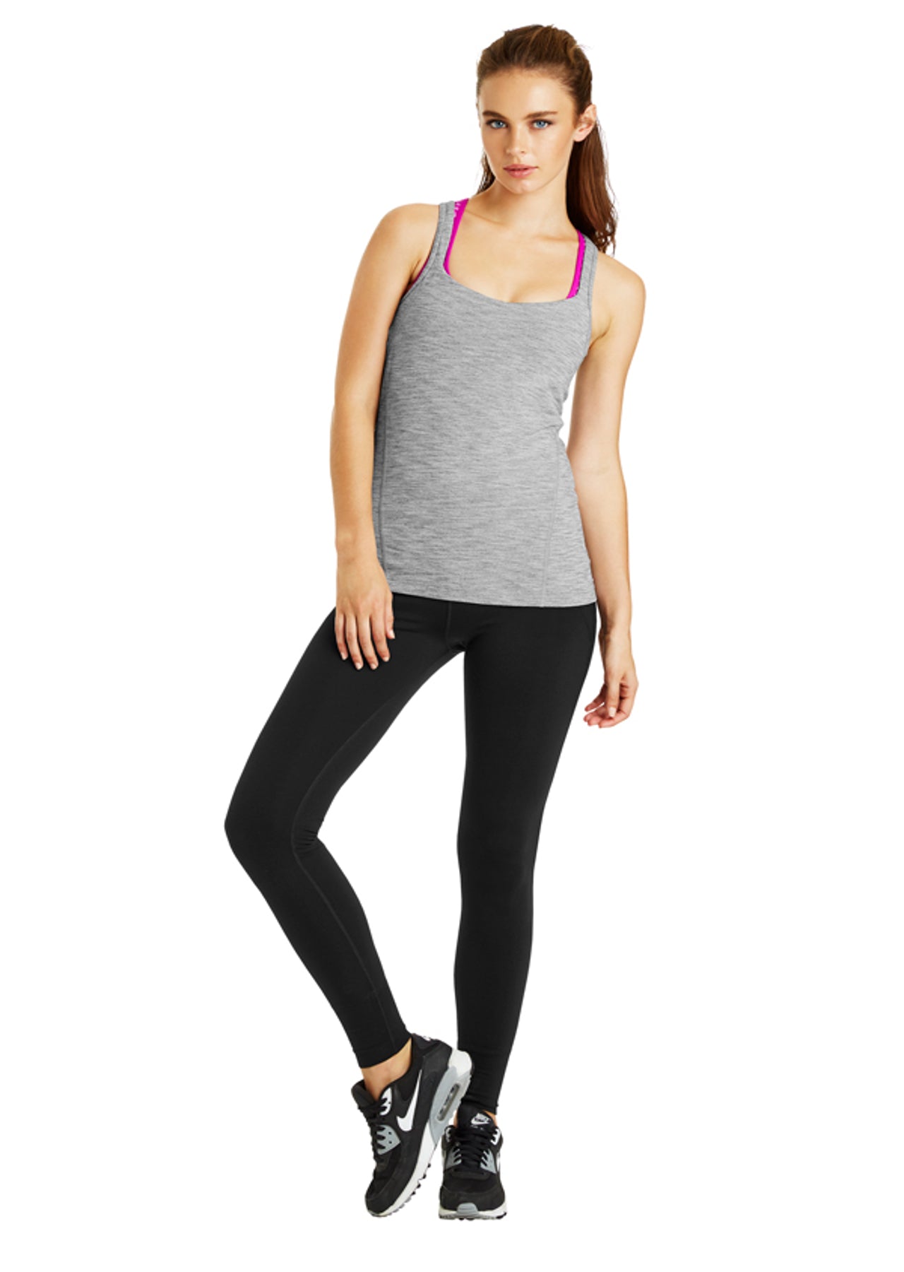 Lorna Jane Liberty Excel Tank - Mid Grey Marl Stripe