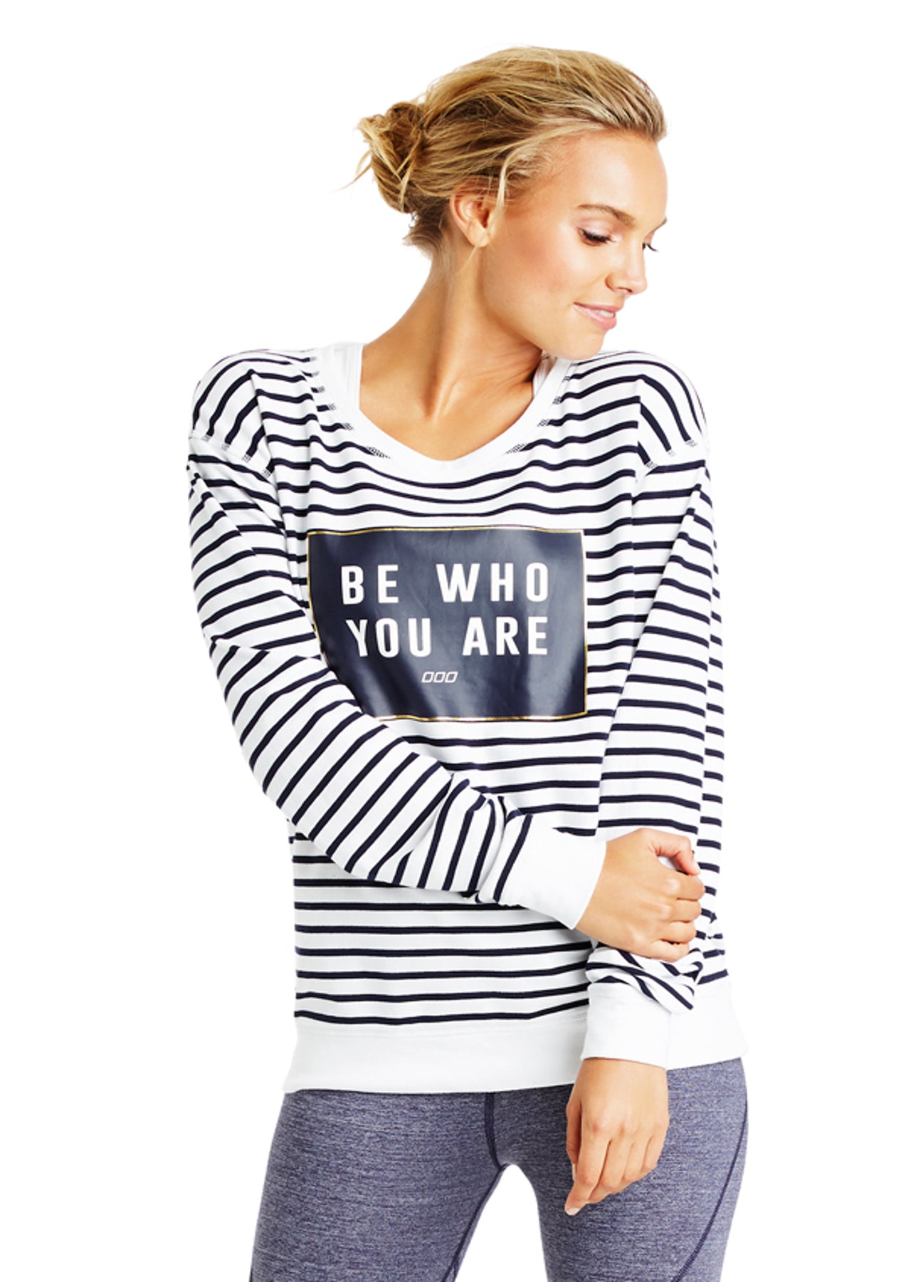 Lorna Jane Lily Sweat - Ink/White Stripe