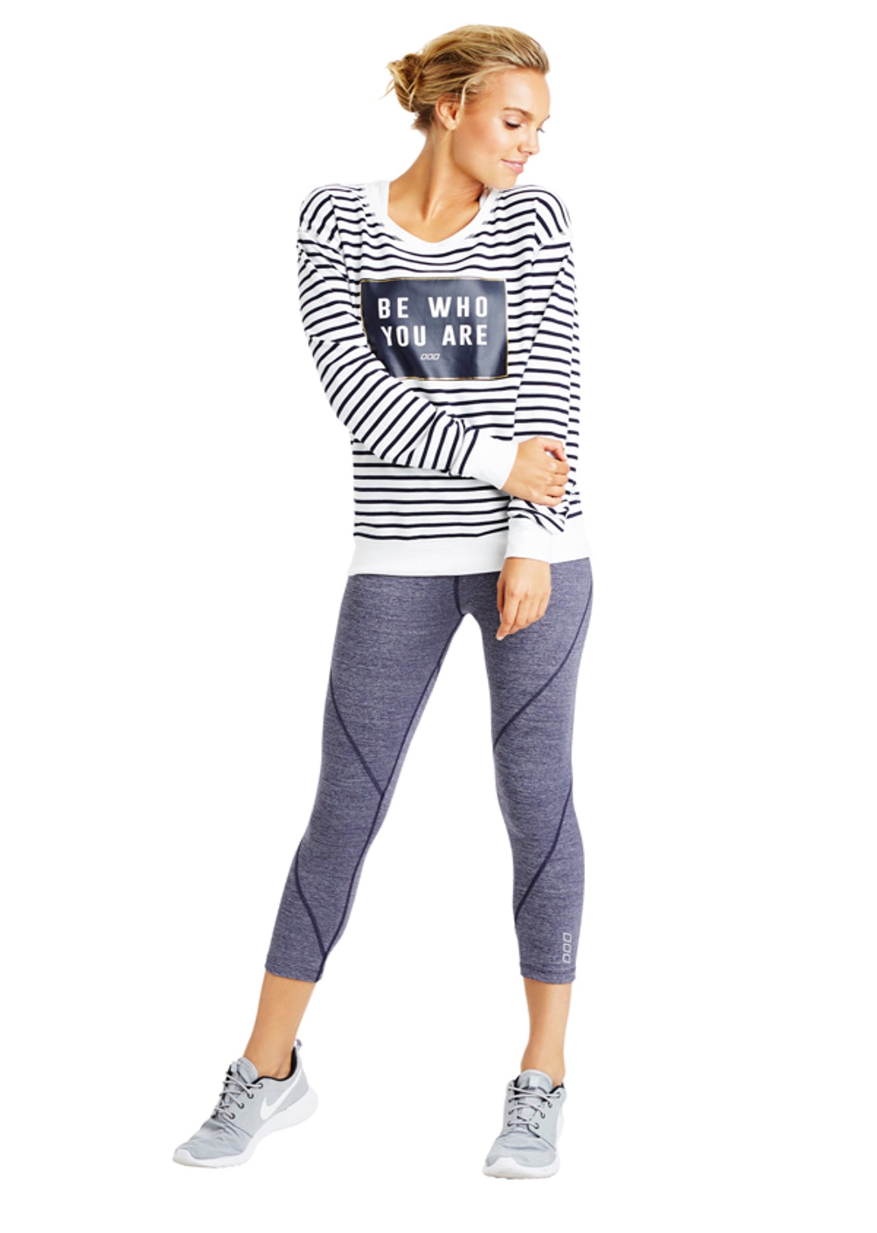 Lorna Jane Lily Sweat - Ink/White Stripe