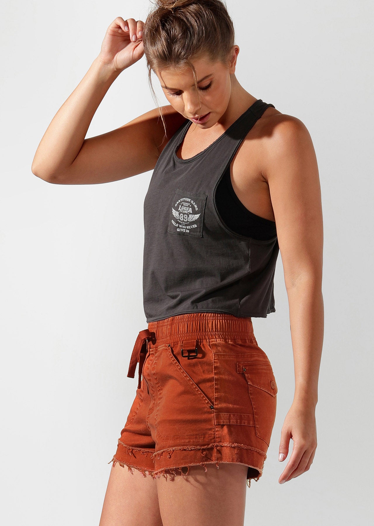 Lorna Jane Lived In Cropped Tank - Washed Black