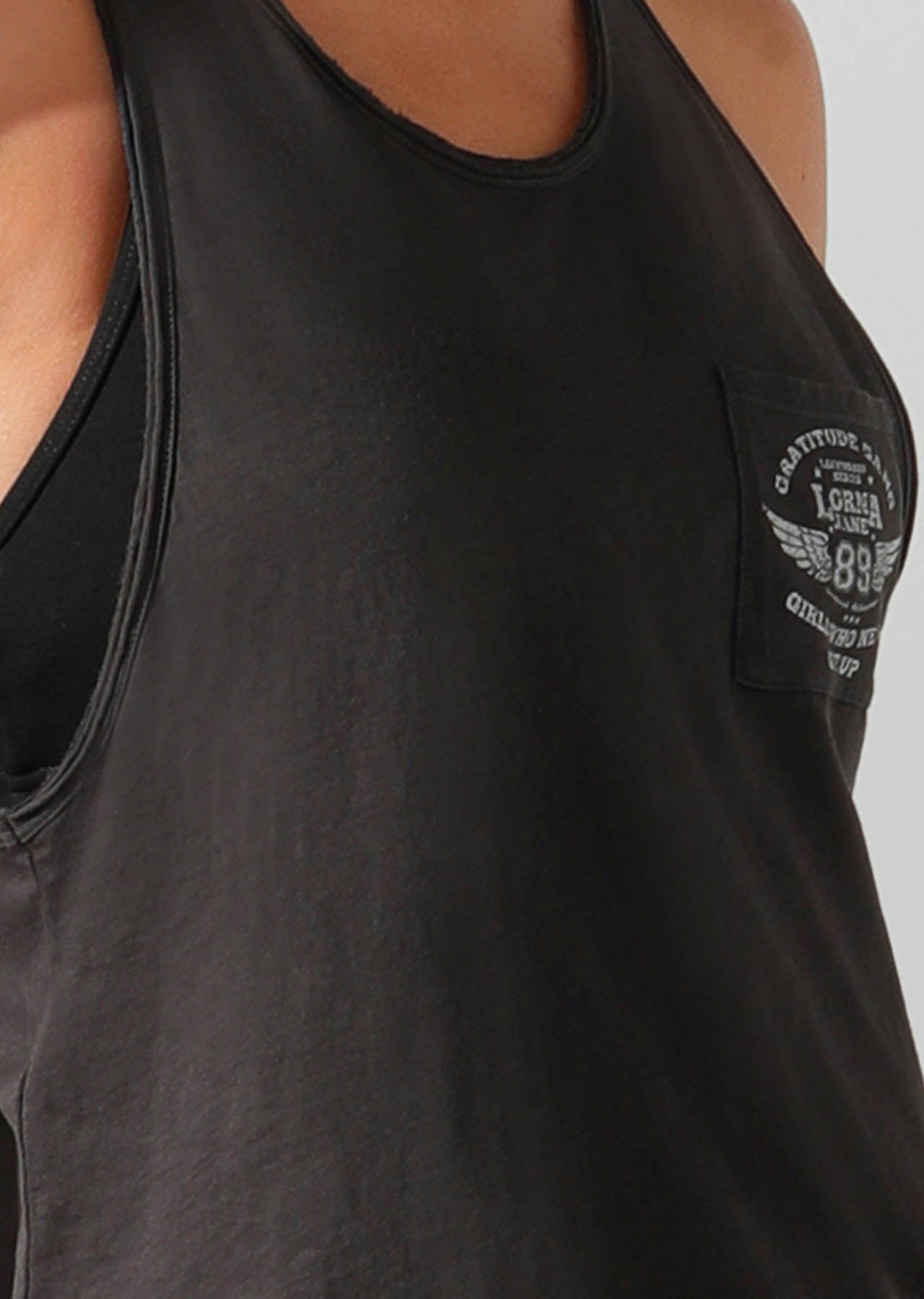 Lorna Jane Lived In Cropped Tank - Washed Black