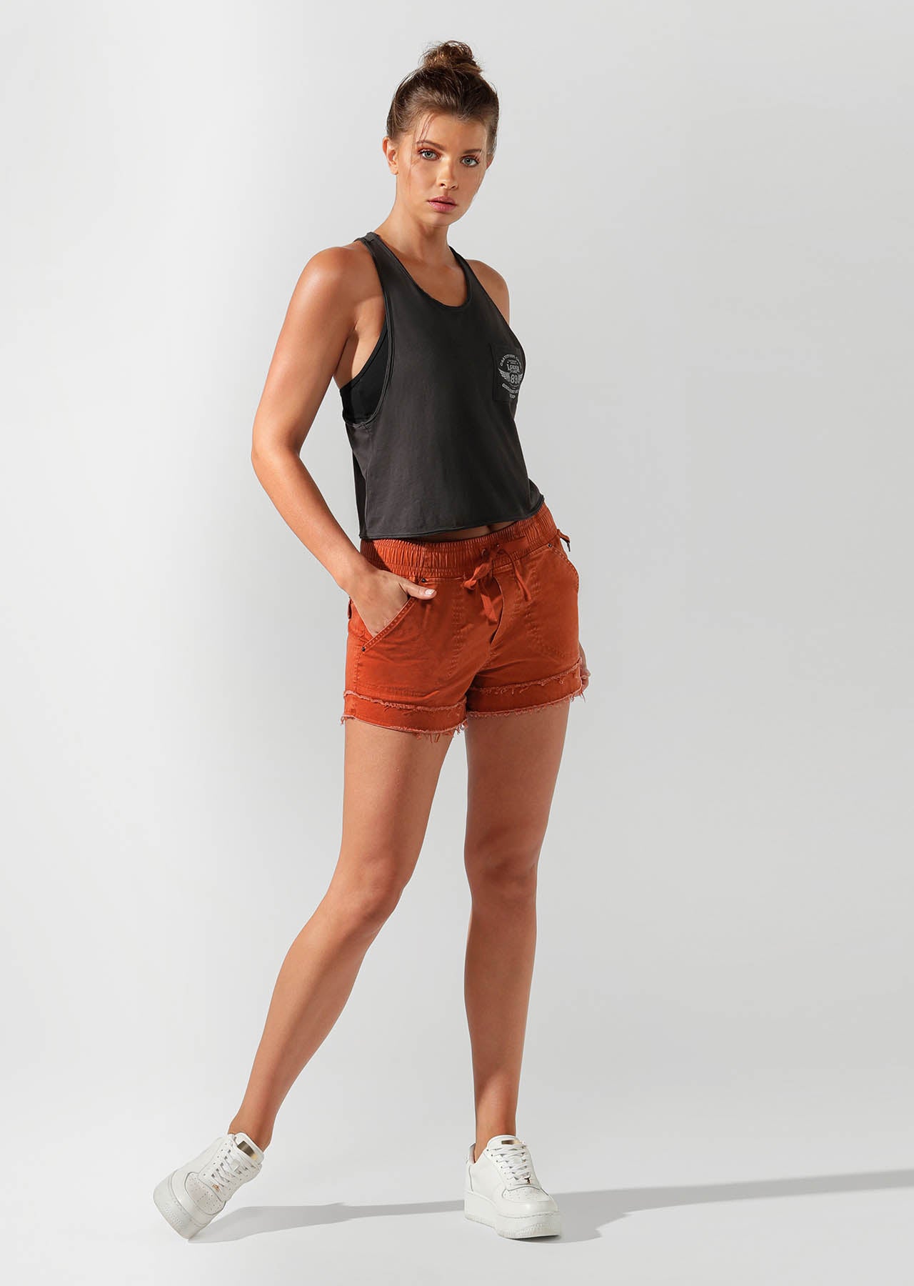 Lorna Jane Lived In Cropped Tank - Washed Black