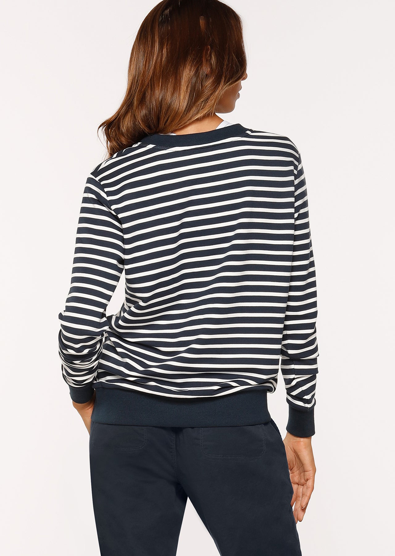 Lorna Jane LJ Crest Sweat Top - Pebble Blue/White