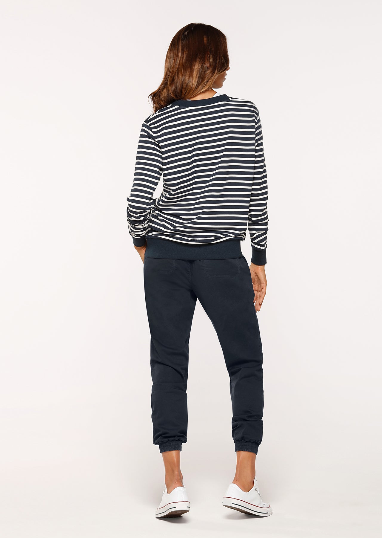 Lorna Jane LJ Crest Sweat Top - Pebble Blue/White