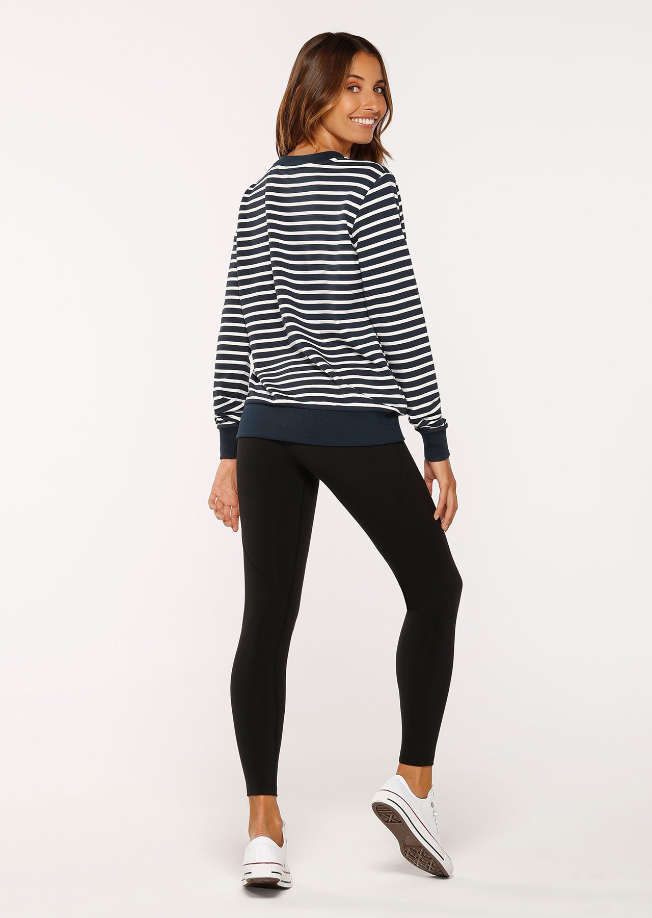 Lorna Jane LJ Crest Sweat Top - Pebble Blue/White