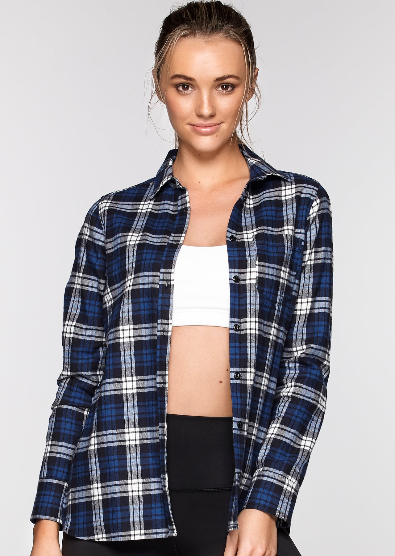Lorna Jane LJ Flannel Shirt - Blue Check