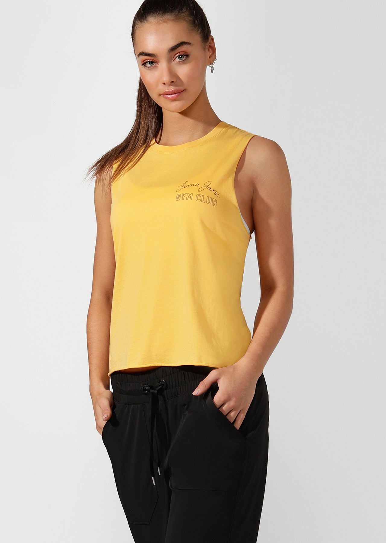 Lorna Jane LJ Gym Club Cropped Tank - Sunshine