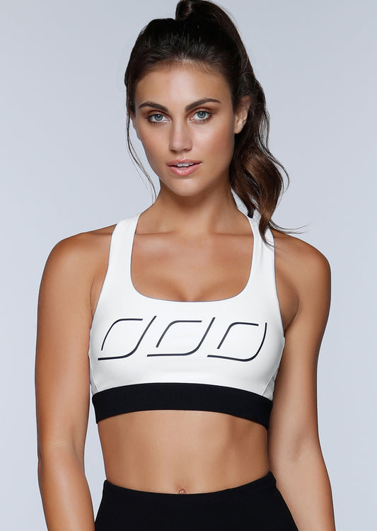 Lorna Jane LJ Iconic Sports Bra - White/Black