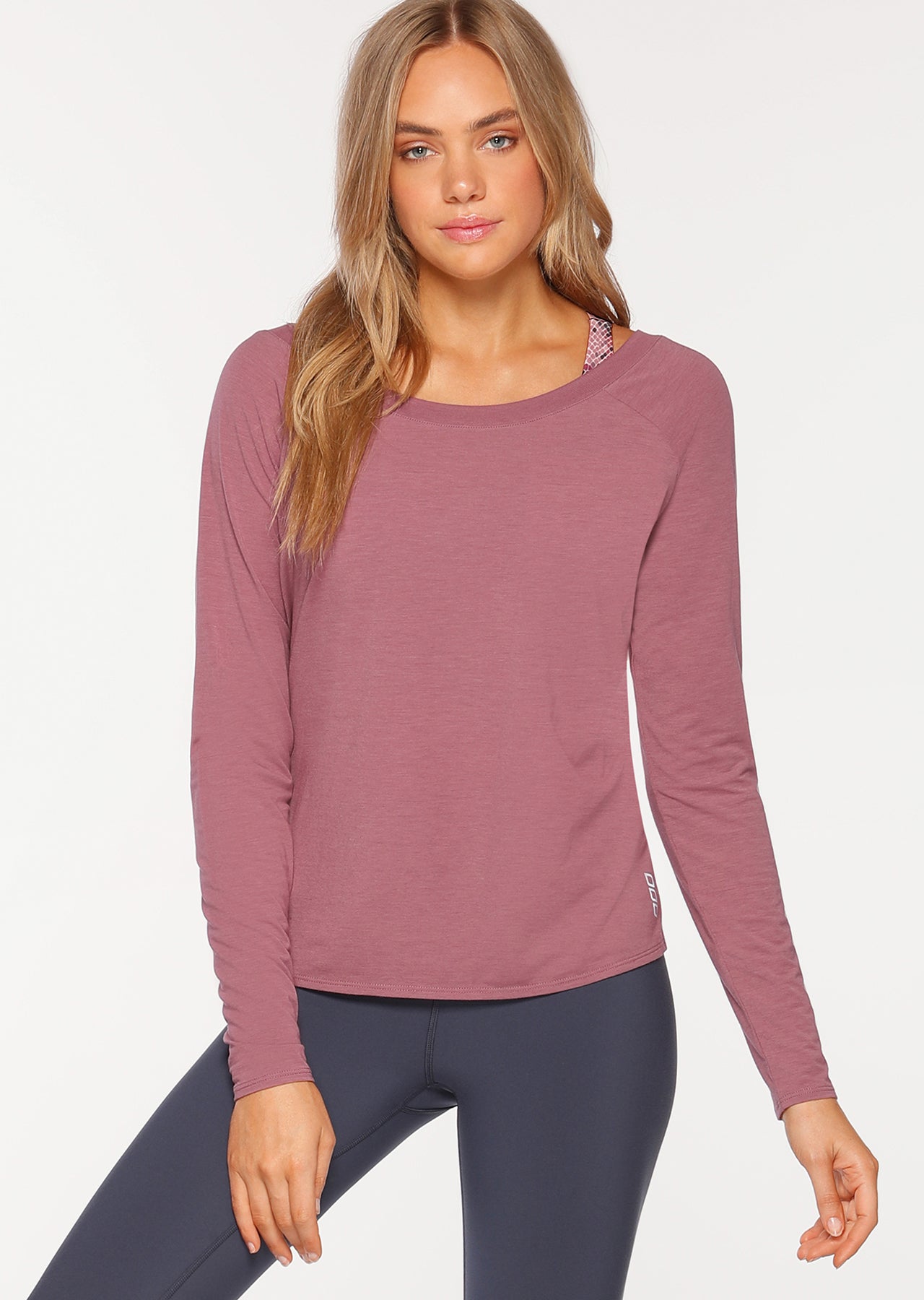 Lorna Jane LJ L/Slv Open Back Active Top - Pale Mauve