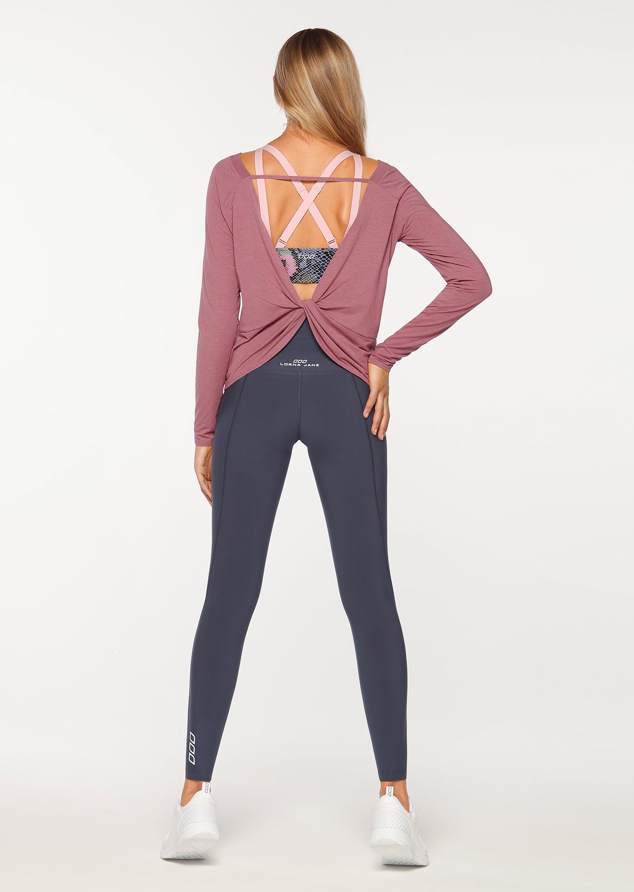 Lorna Jane LJ L/Slv Open Back Active Top - Pale Mauve