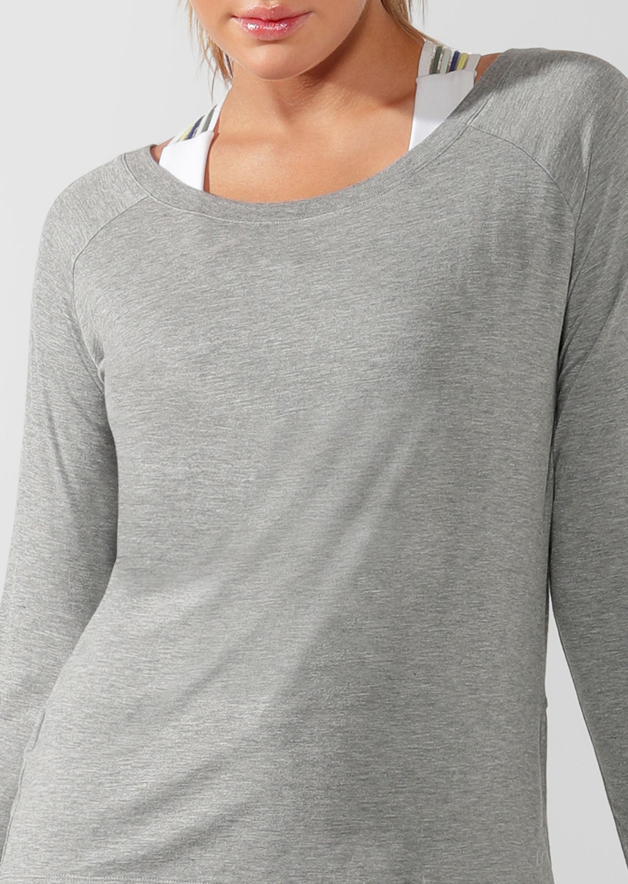 Lorna Jane LJ Long Sleeve Open Back Active Top - Mid Grey Marl