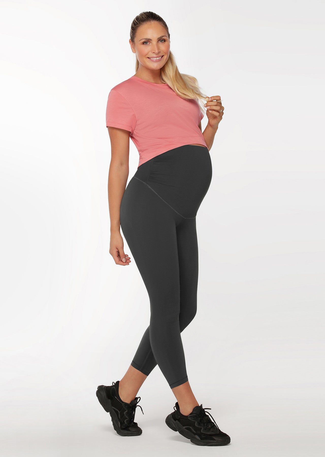 Lorna Jane LJ Maternity Cropped Bump Active Tee - Quartz Pink