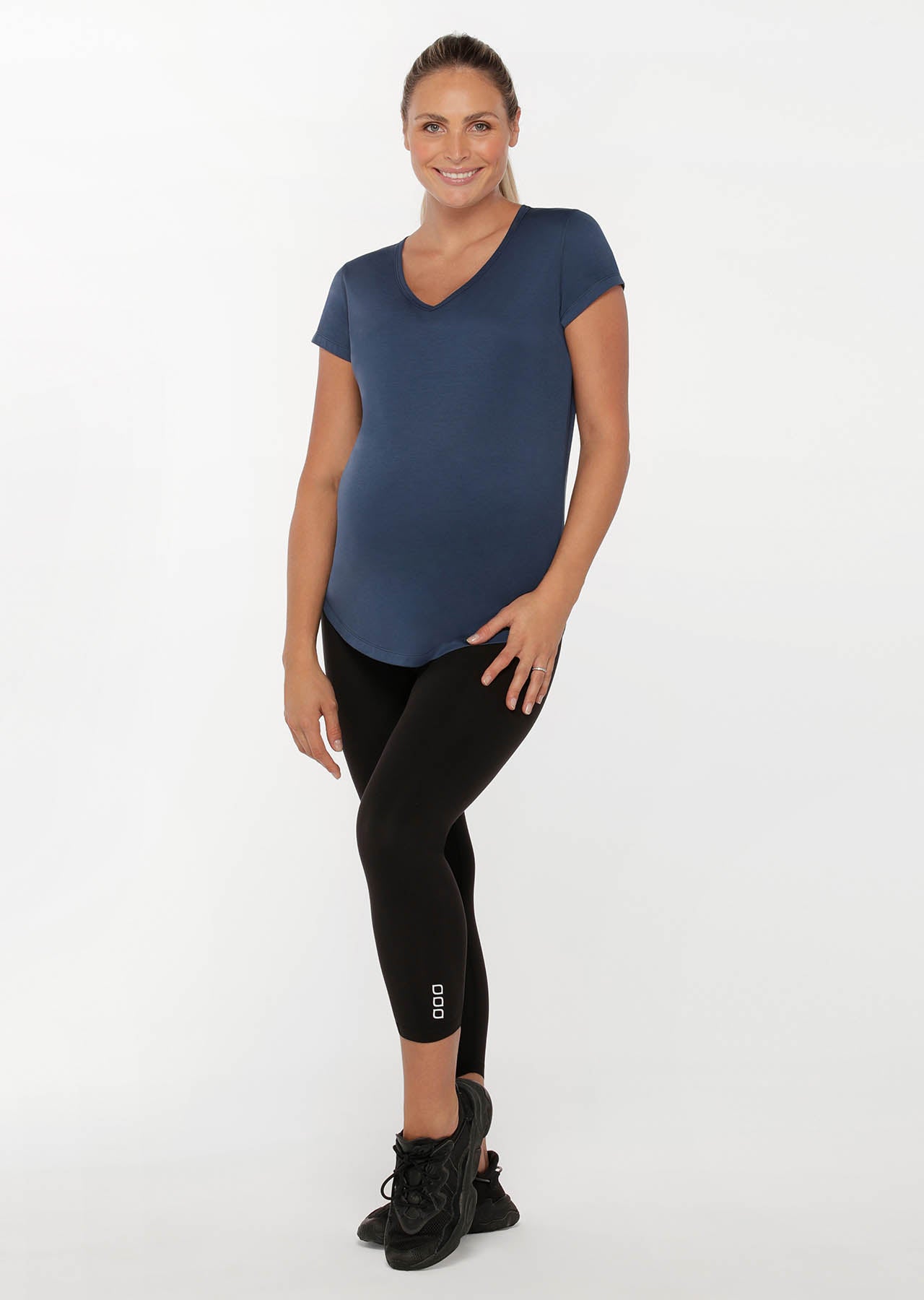 Lorna Jane LJ Maternity Over Bump Active Tee - Pebble Blue