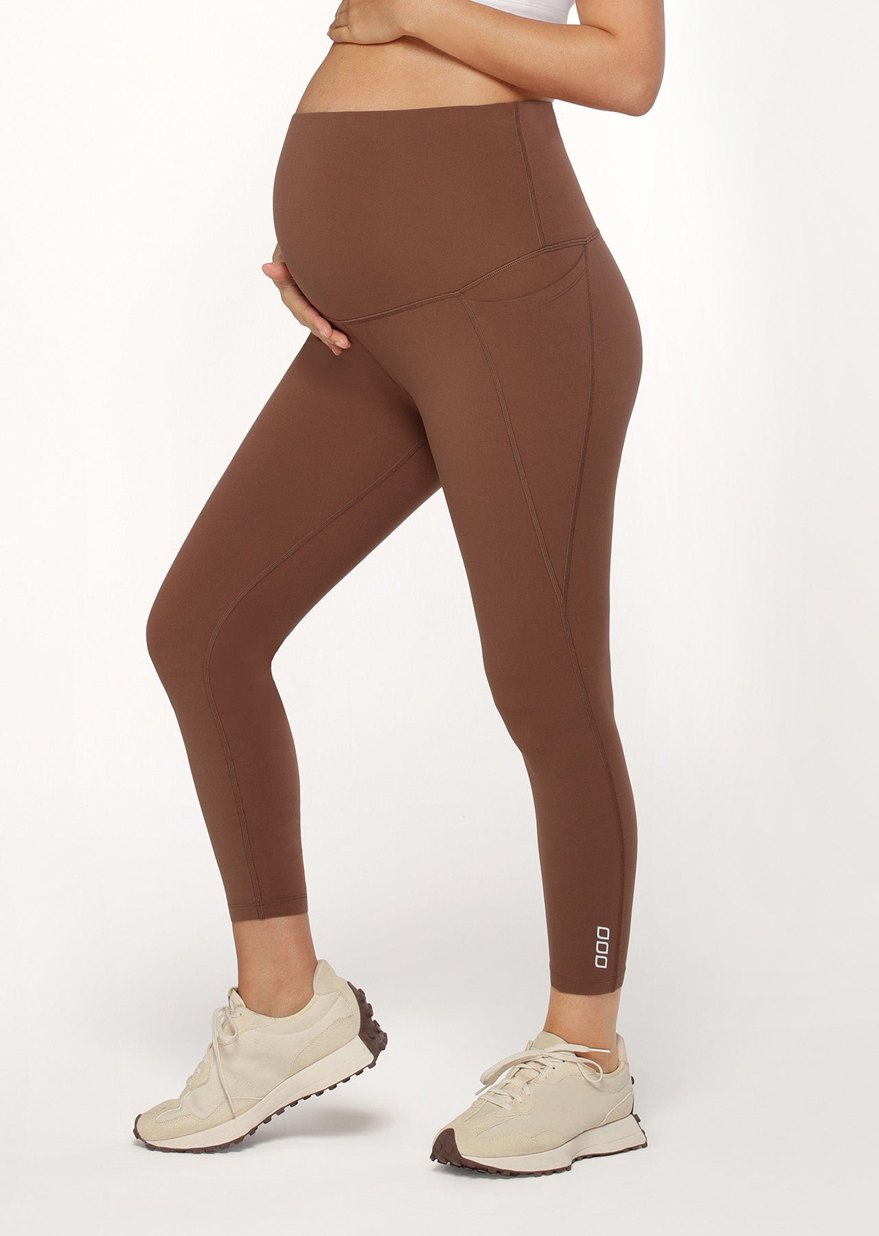 Lorna Jane LJ Maternity Phone Pocket Ankle Biter Leggings - Chocolate