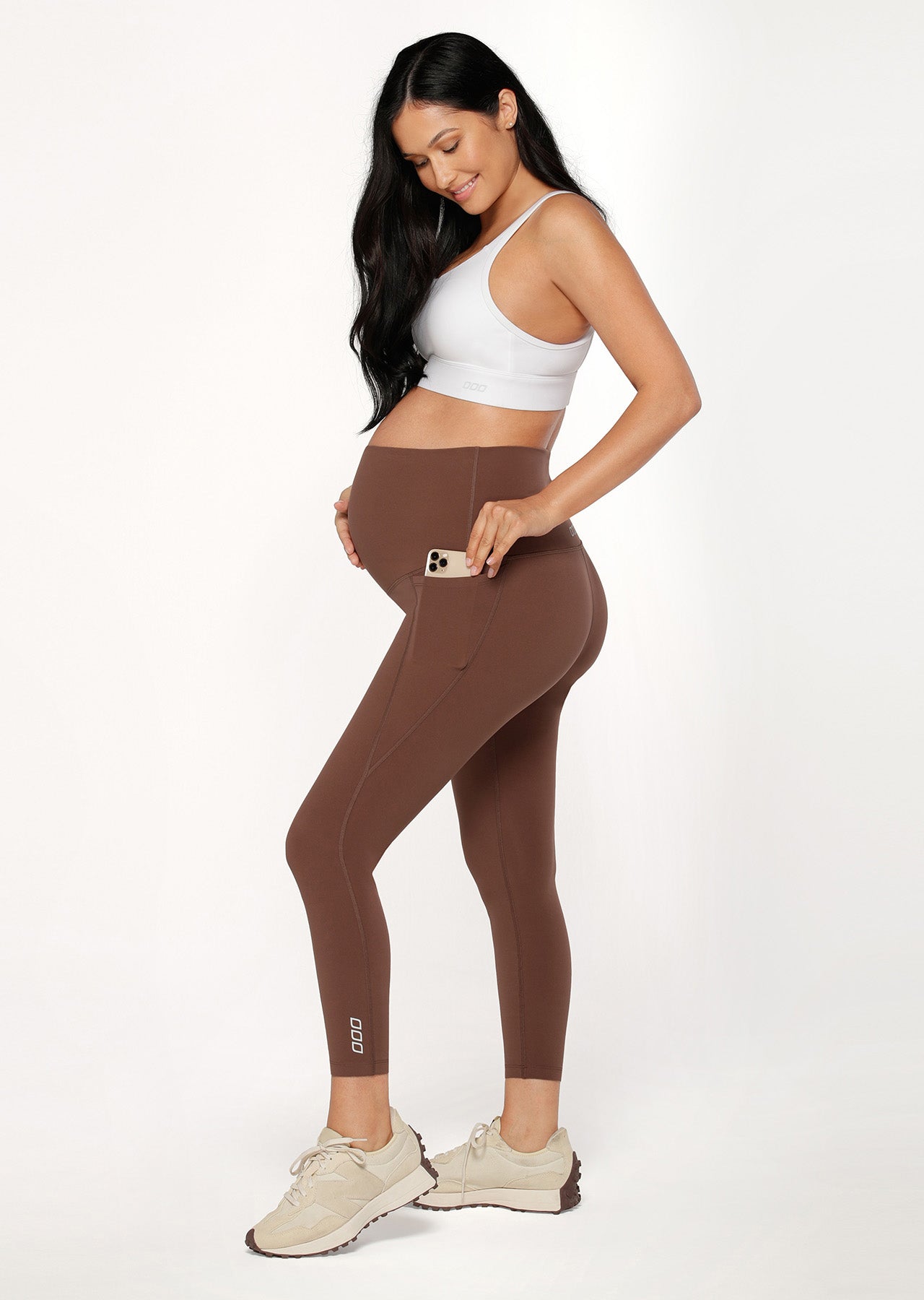 Lorna Jane LJ Maternity Phone Pocket Ankle Biter Leggings - Chocolate