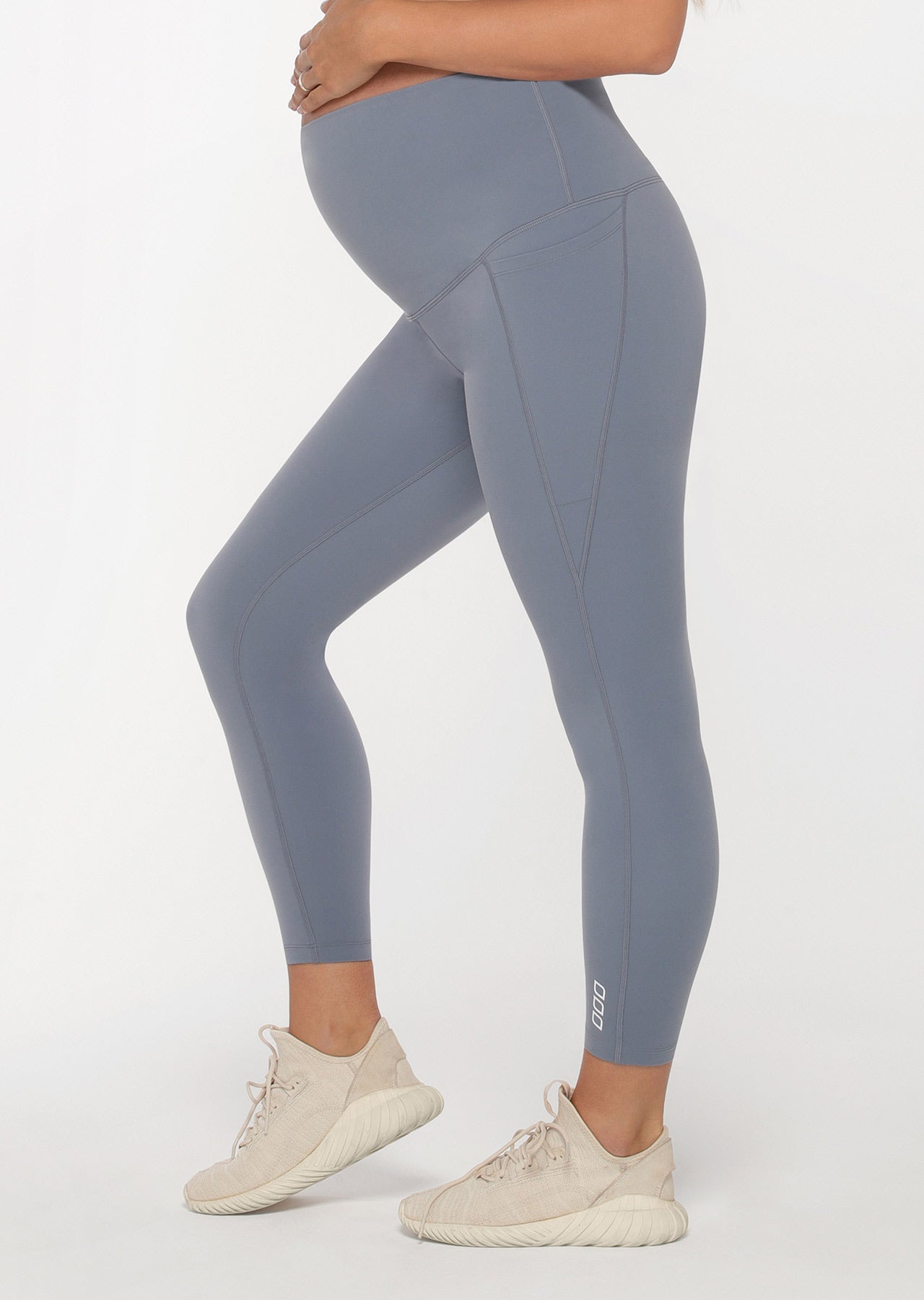 Lorna Jane LJ Maternity Phone Pocket Ankle Biter Leggings - Powder Grey