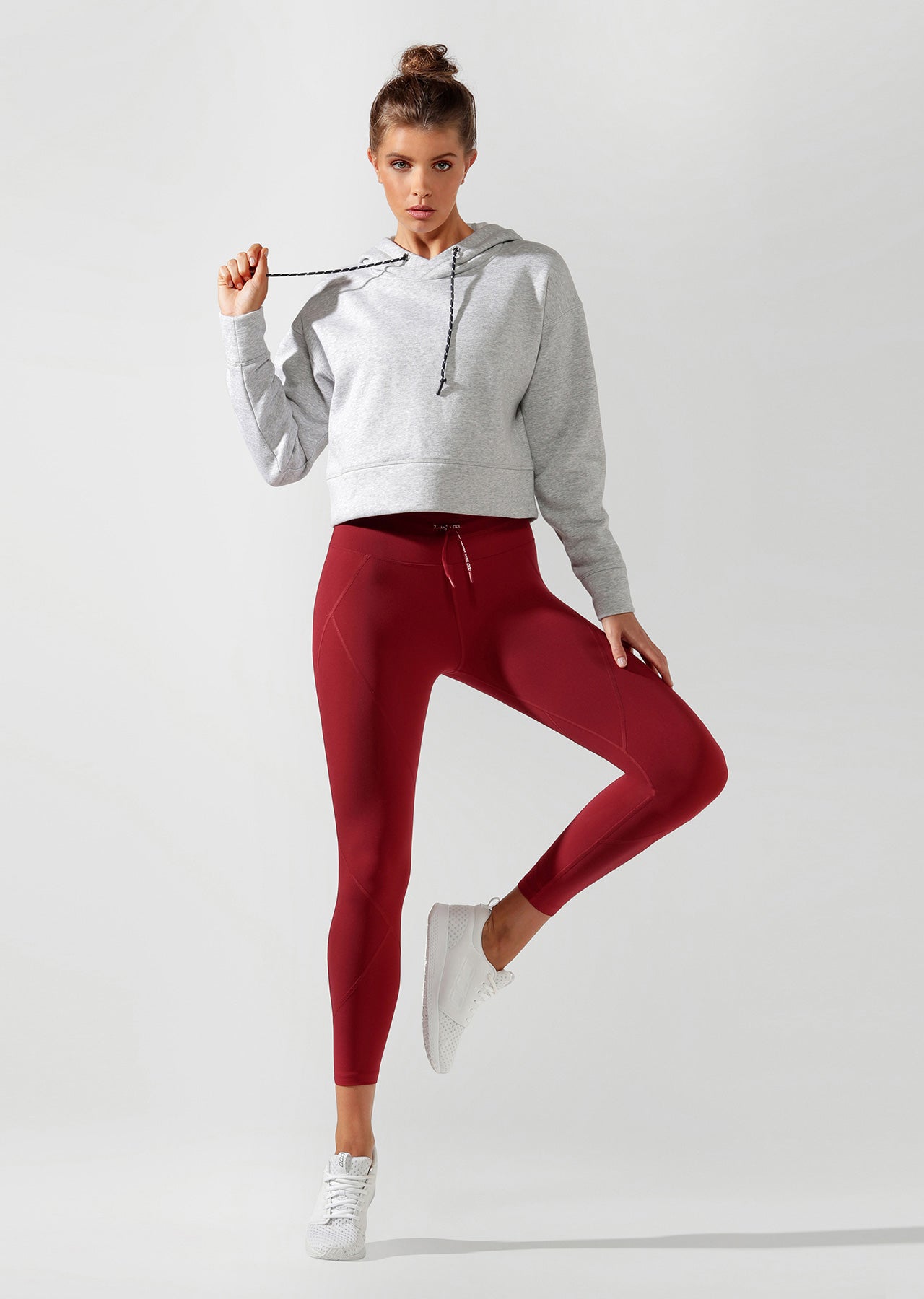 Lorna Jane LJ Original Cropped Hoodie - Grey Marl