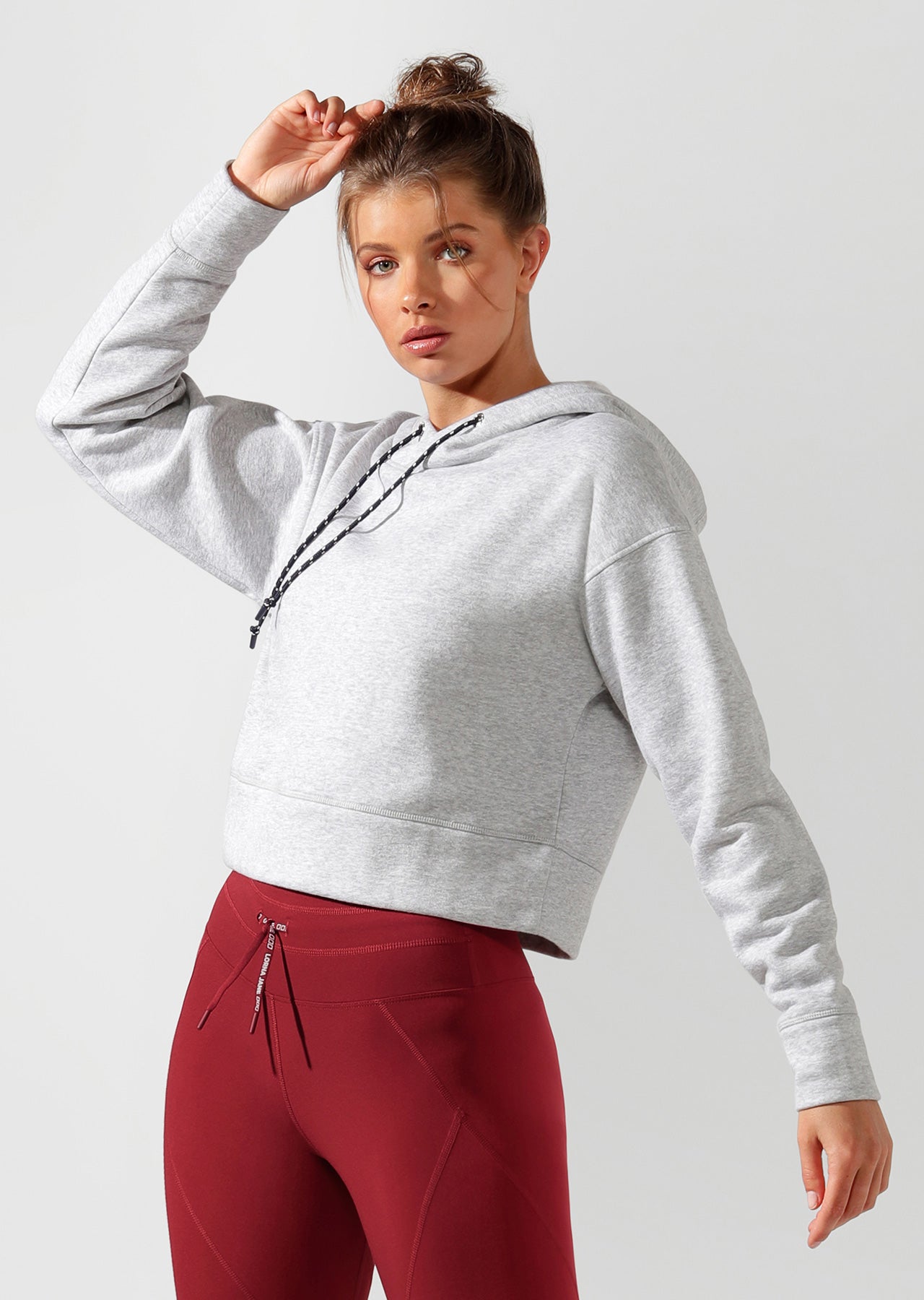 Lorna Jane LJ Original Cropped Hoodie - Grey Marl