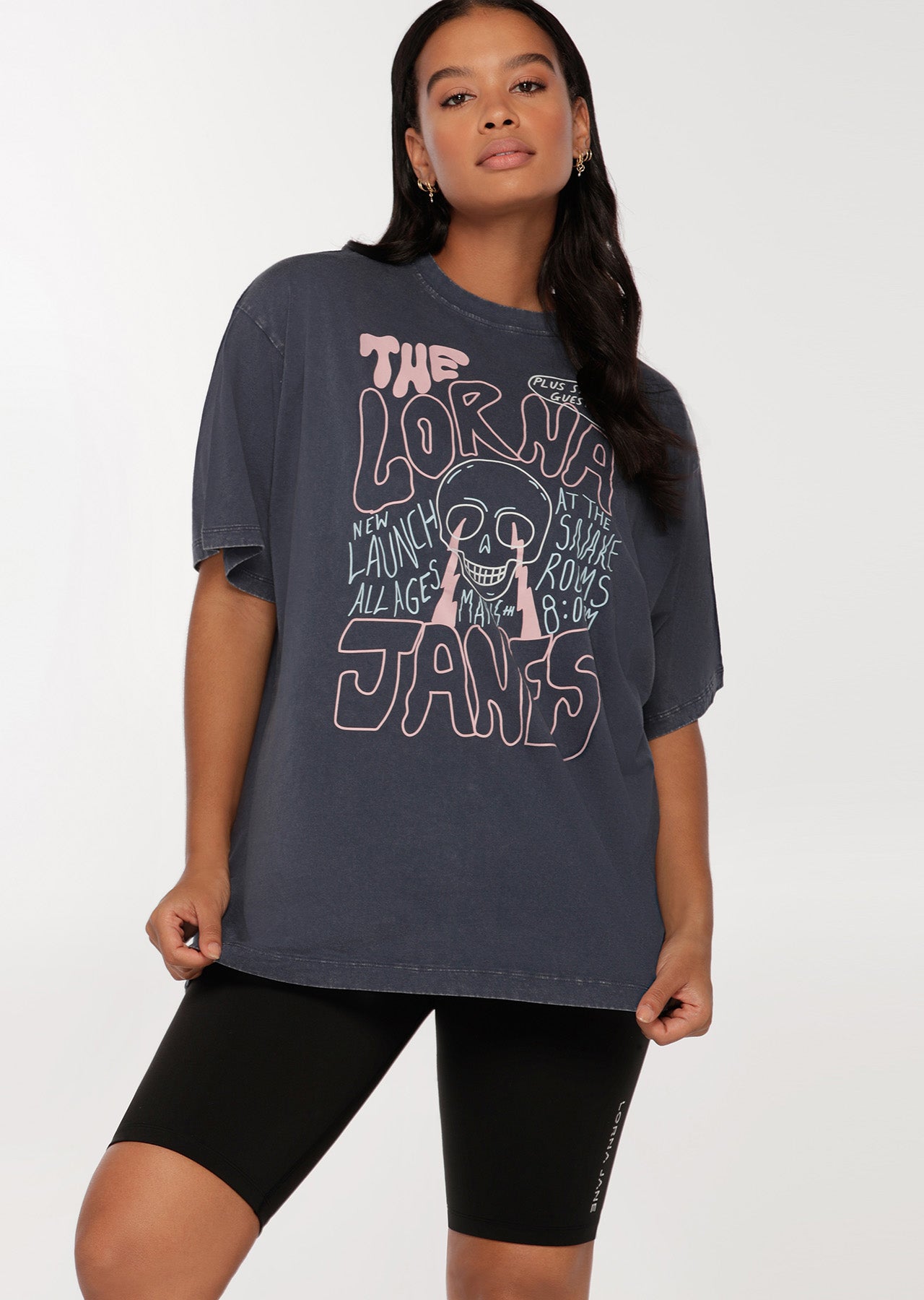 Lorna Jane LJ Oversized Band Tee - Washed Night Time Blue