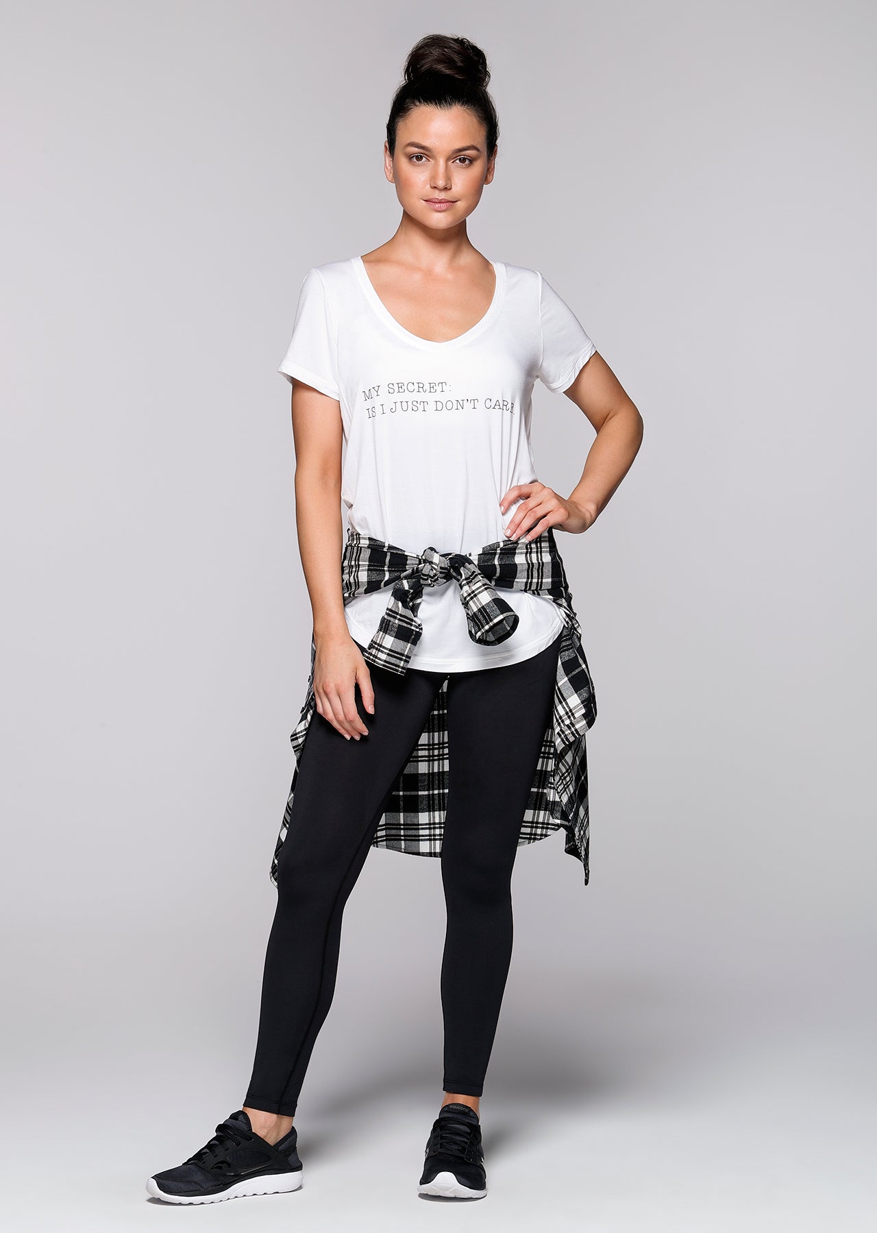 Lorna Jane LJ Rad Plaid Shirt - Black/White