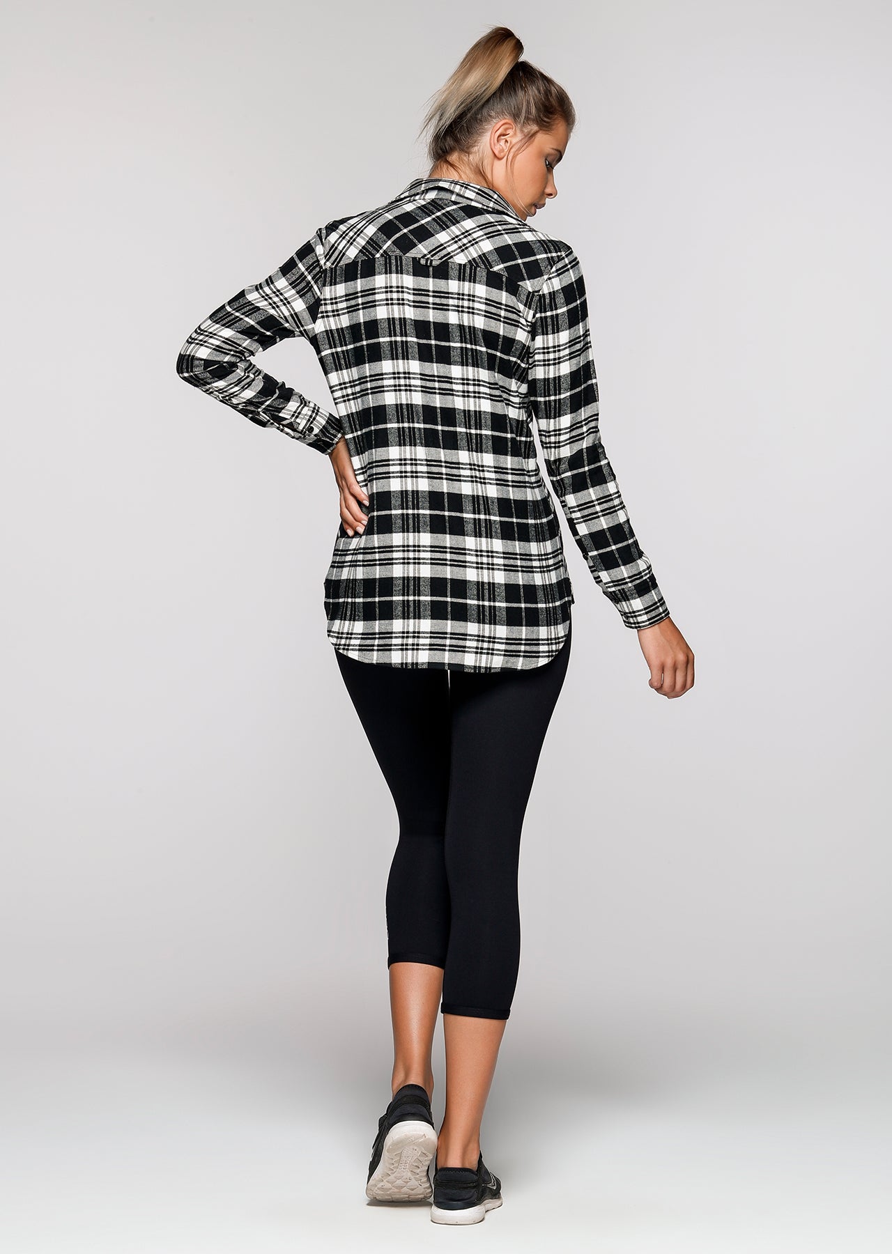 Lorna Jane LJ Rad Plaid Shirt - Black/White