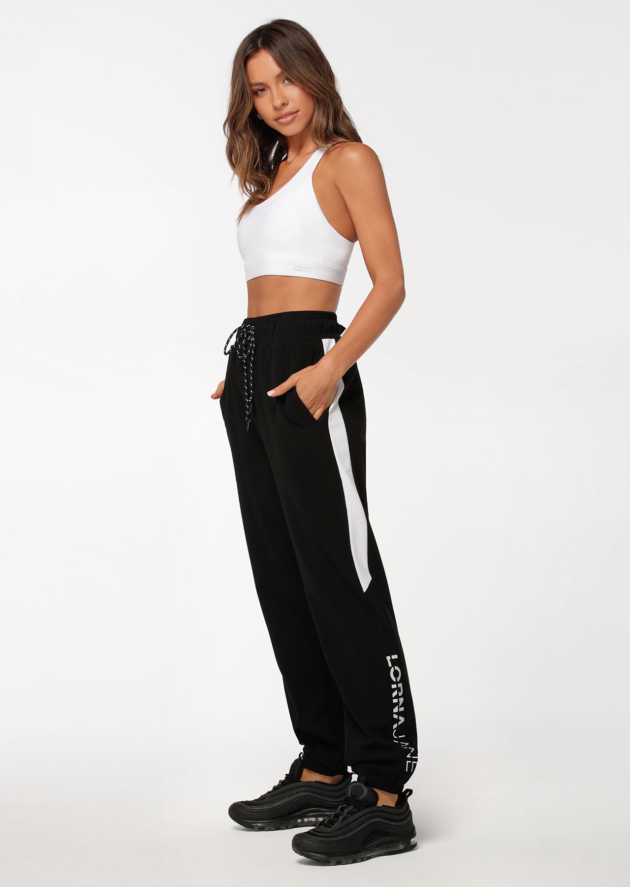 Lorna Jane LJ Retro Tracksuit Pants - Black