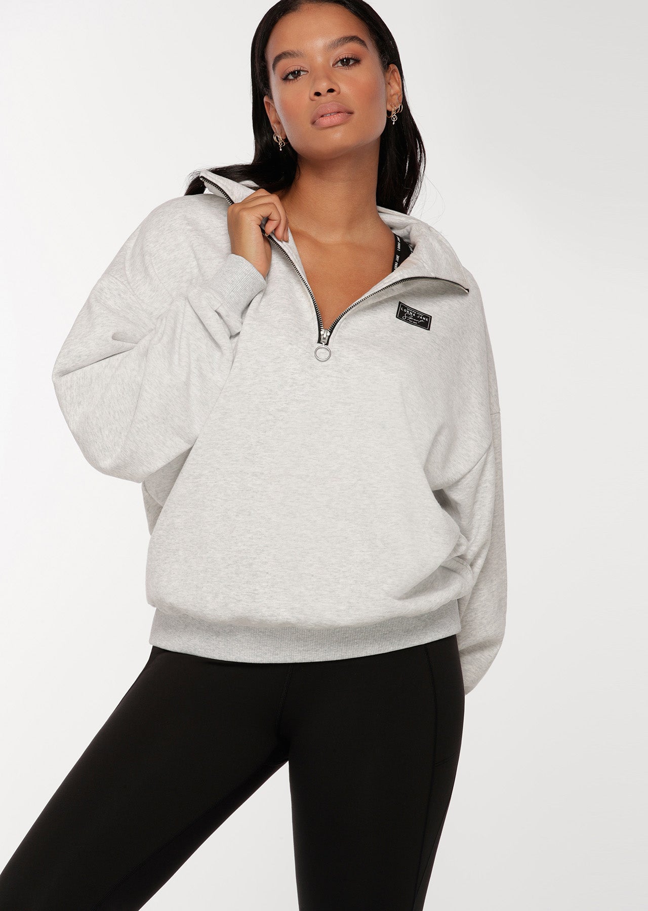 Lorna Jane LJ Sport Quarter Zip Sweat - Light Grey Marl