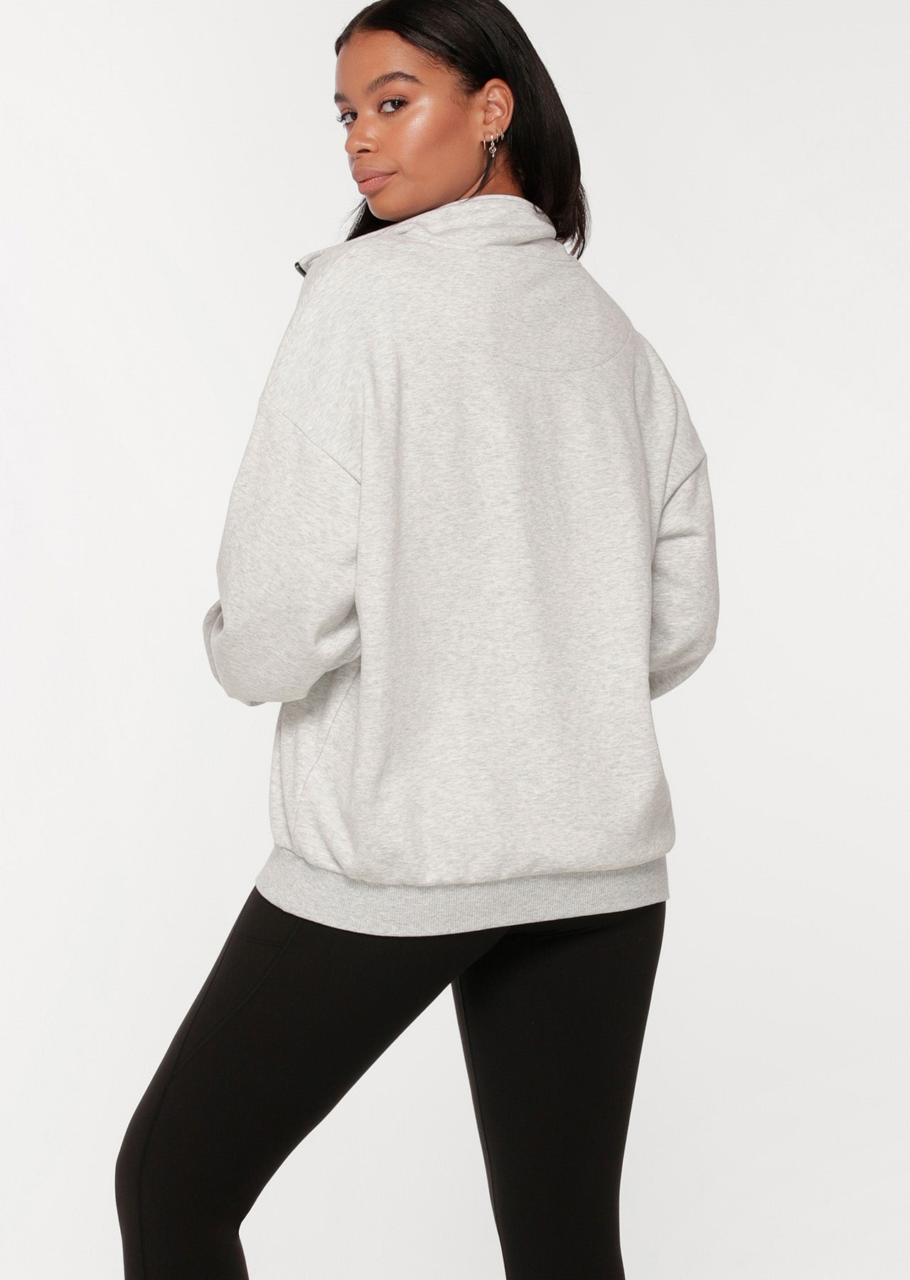 Lorna Jane LJ Sport Quarter Zip Sweat - Light Grey Marl