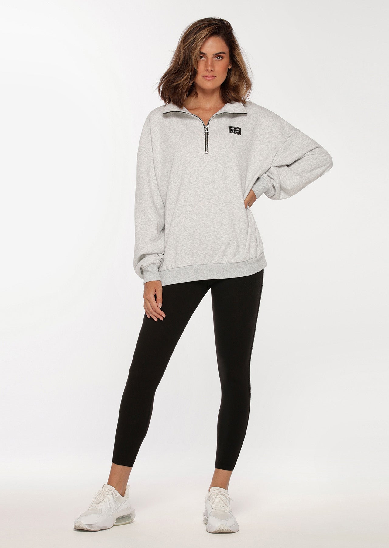 Lorna Jane LJ Sport Quarter Zip Sweat - Light Grey Marl