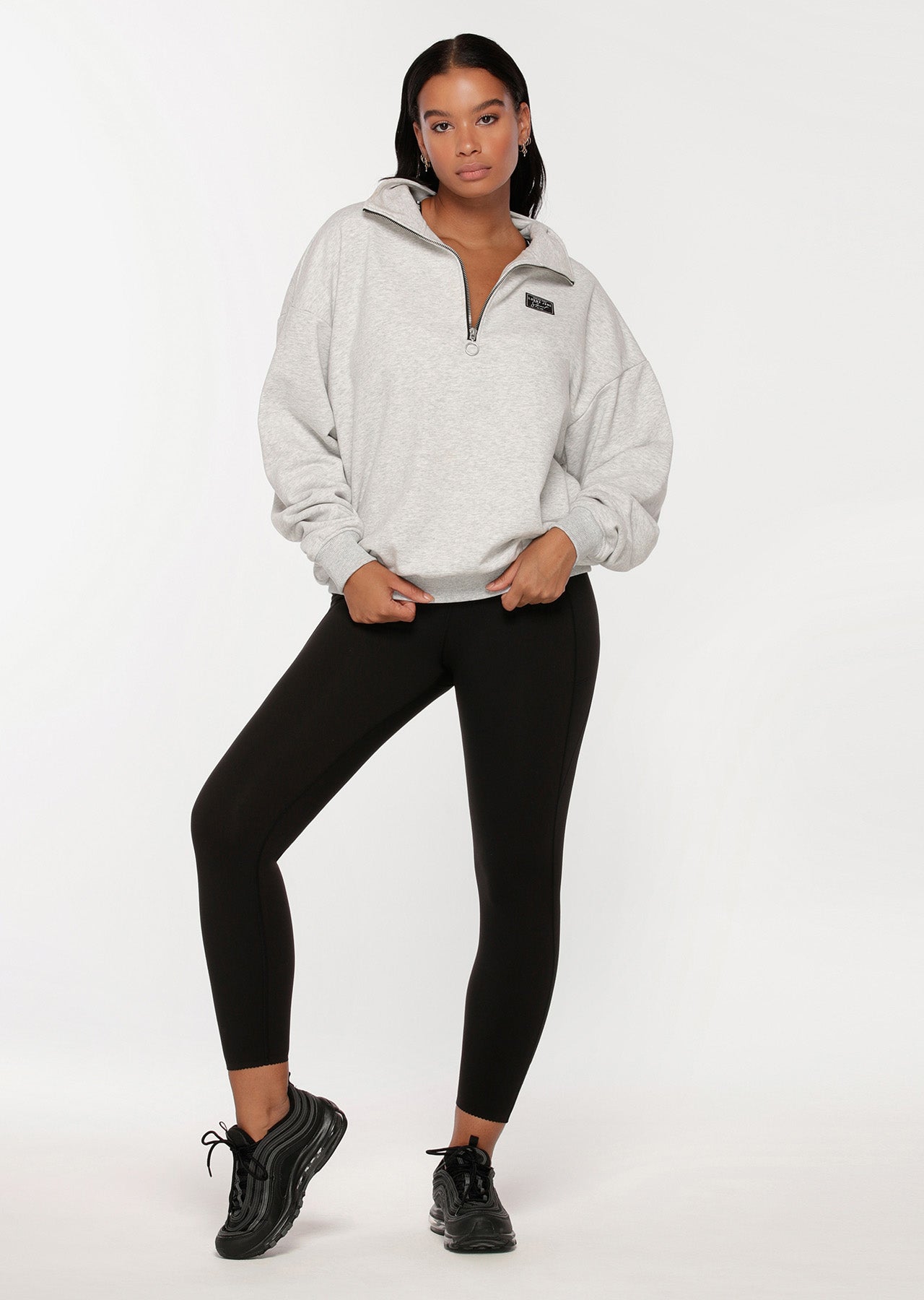 Lorna Jane LJ Sport Quarter Zip Sweat - Light Grey Marl