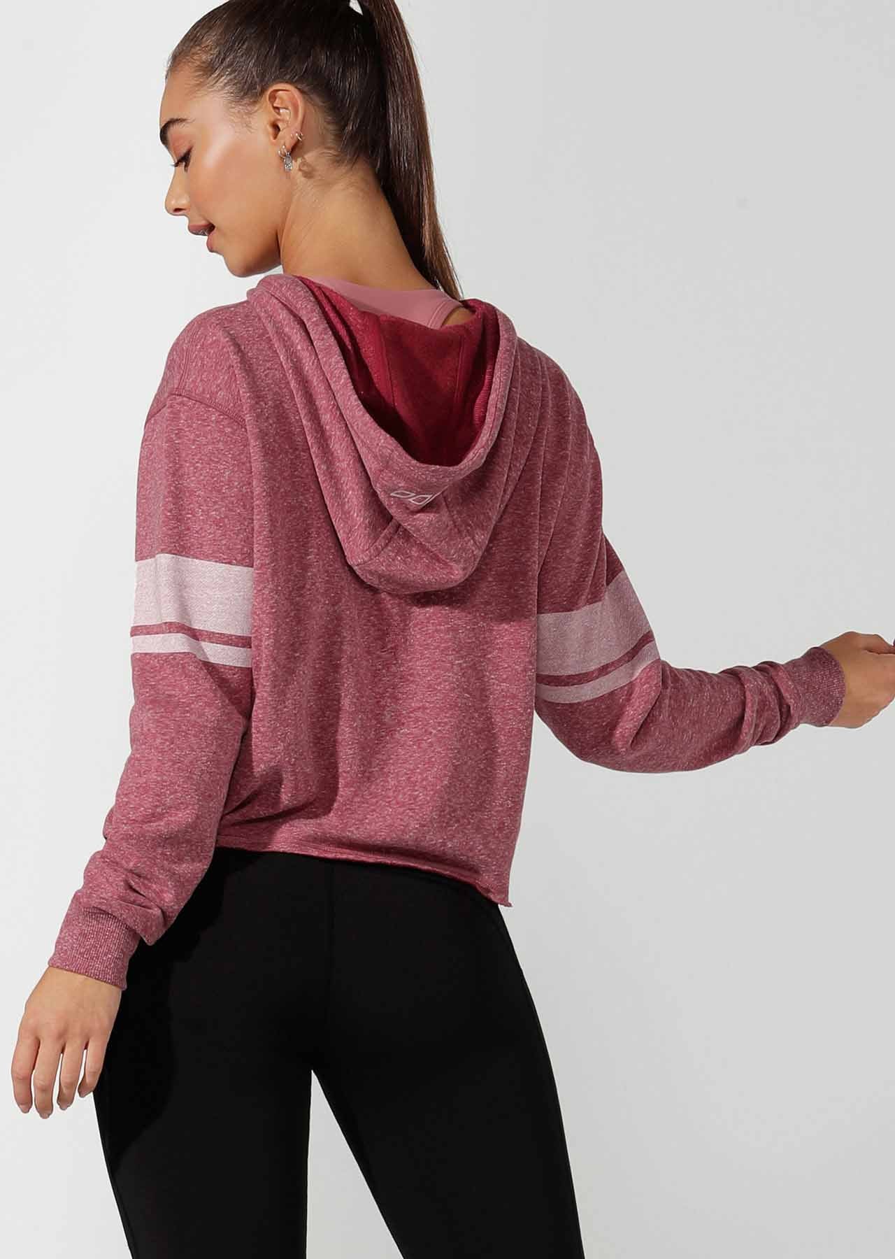 Lorna Jane LJ Vintage Cropped Hoodie - Raspberry Sorbet Marl