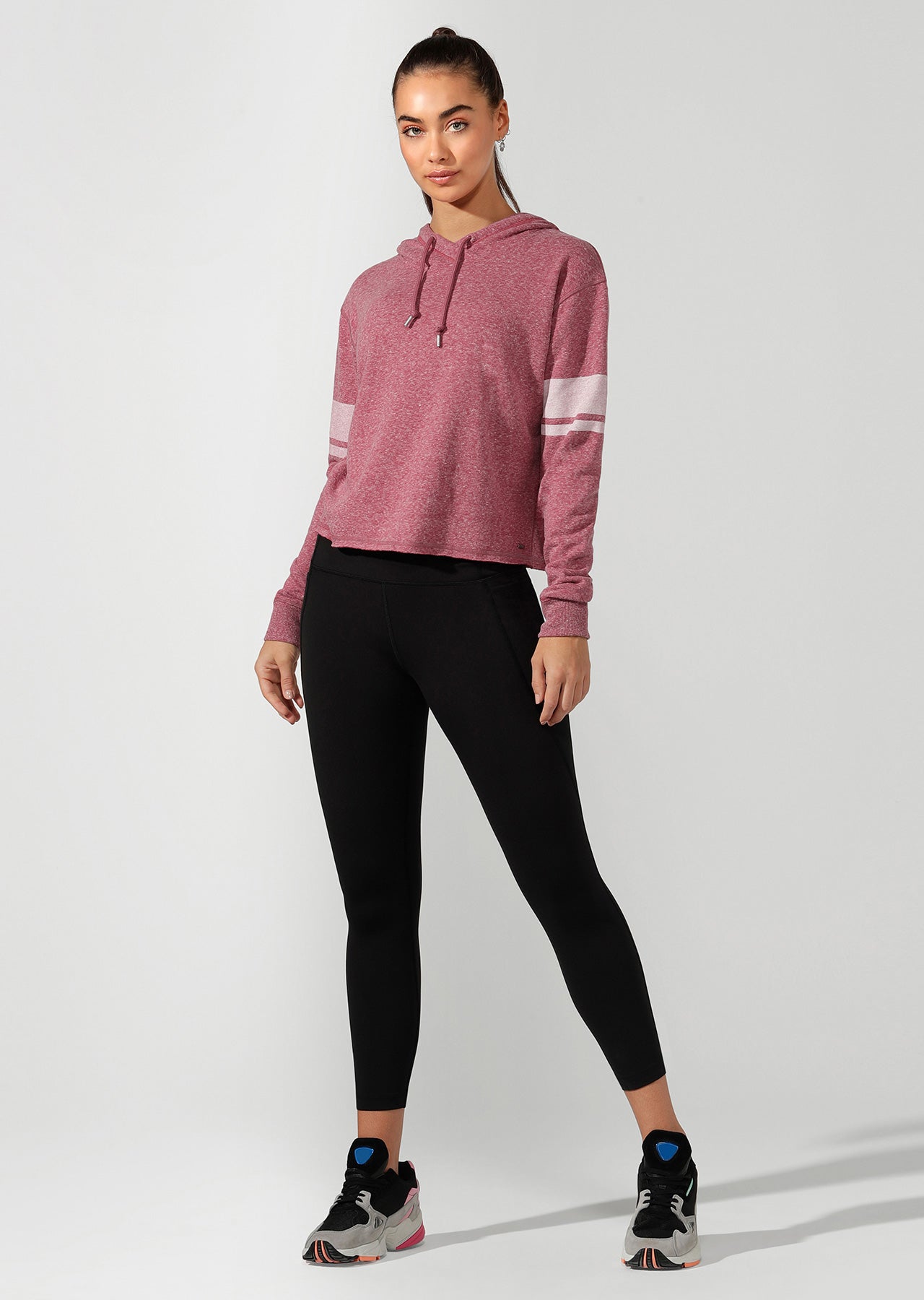 Lorna Jane LJ Vintage Cropped Hoodie - Raspberry Sorbet Marl