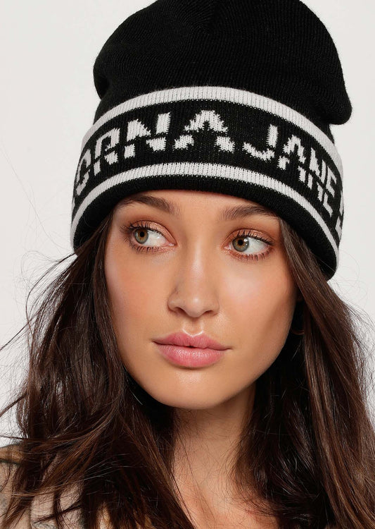 Lorna Jane Logo Mania Beanie - Black